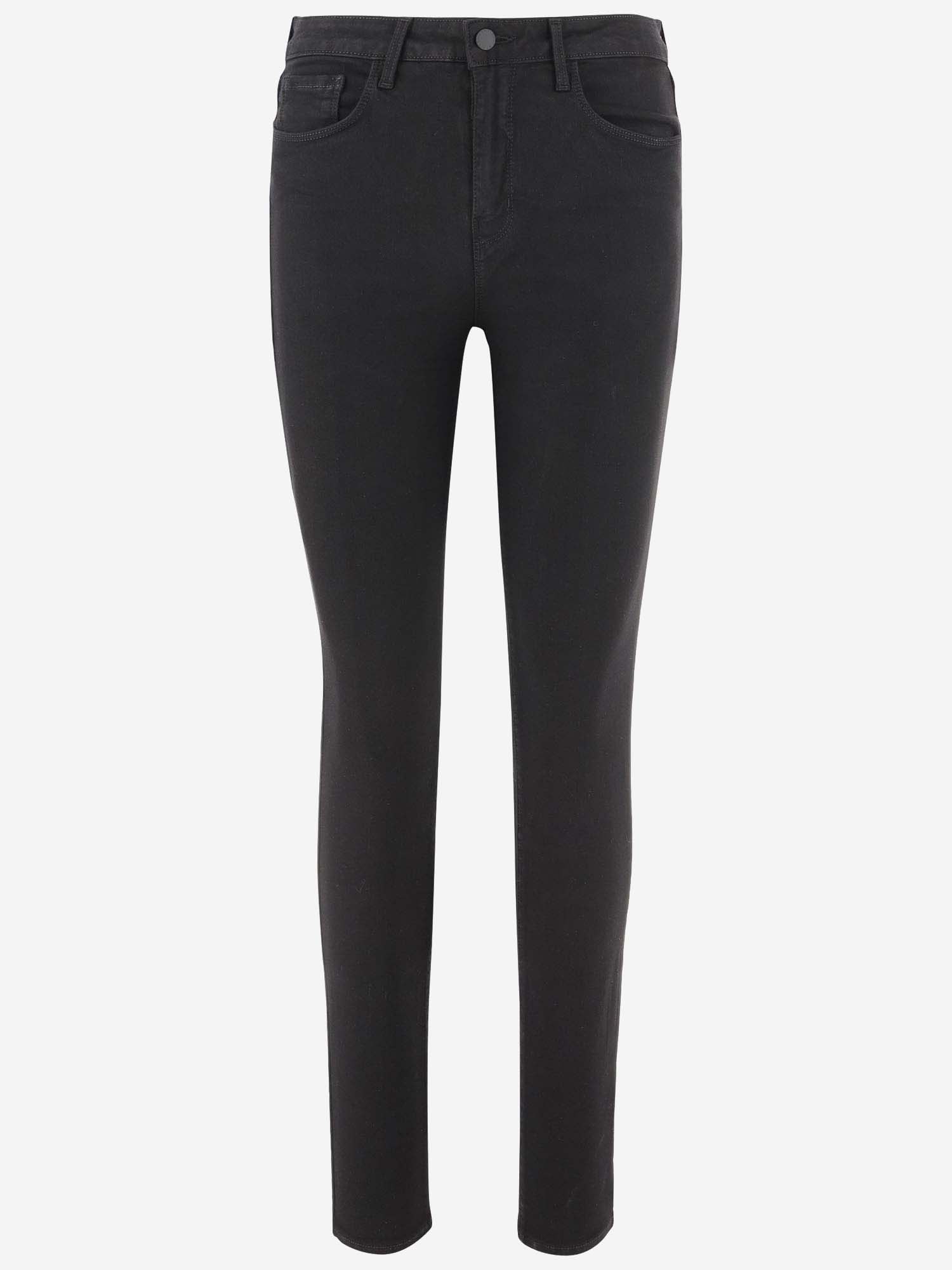 Shop L Agence Cotton Blend Denim Jeans In Black