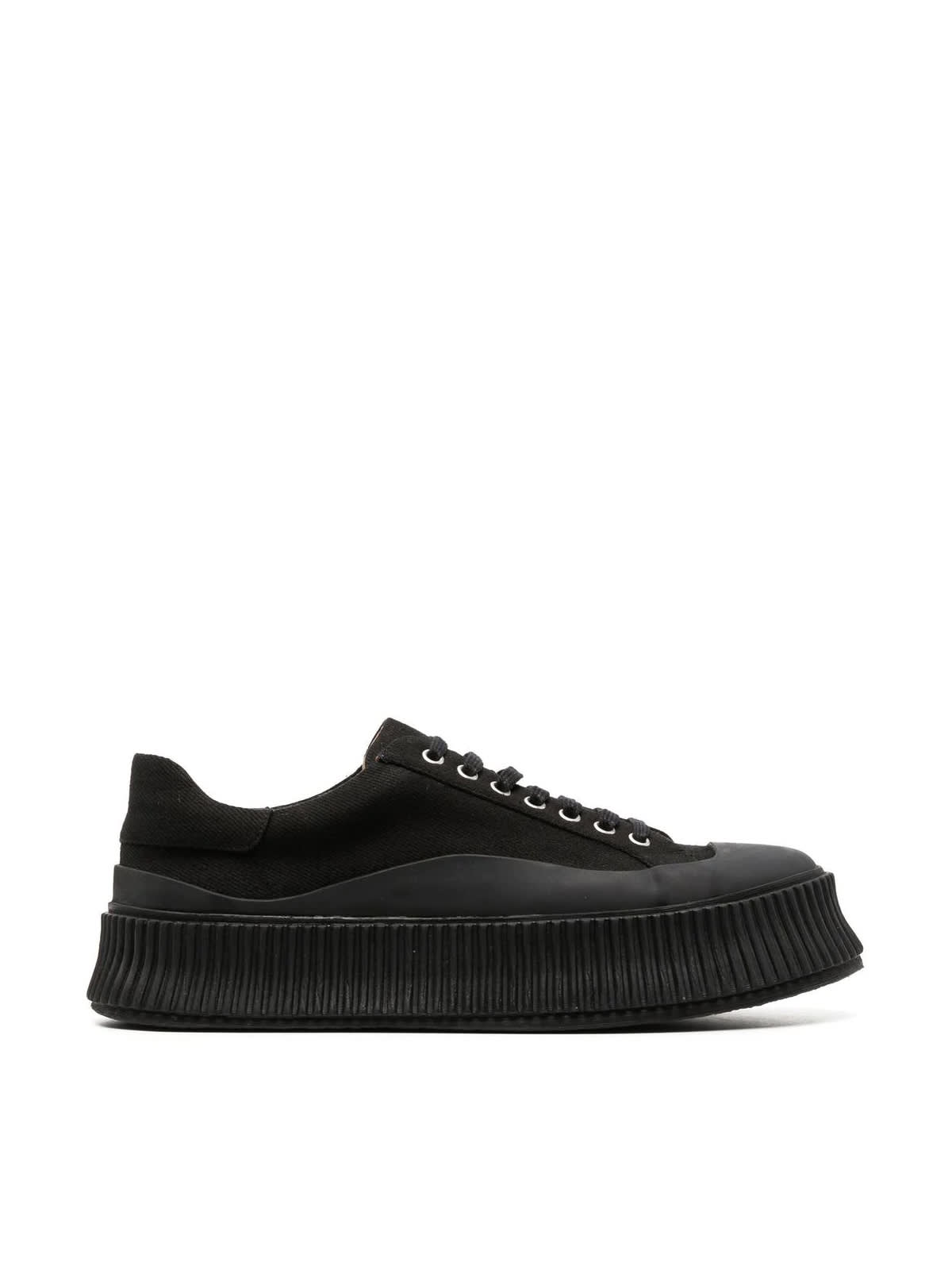 Jil Sander Low Laced Sneakers With Vulcanized Rubber Sole