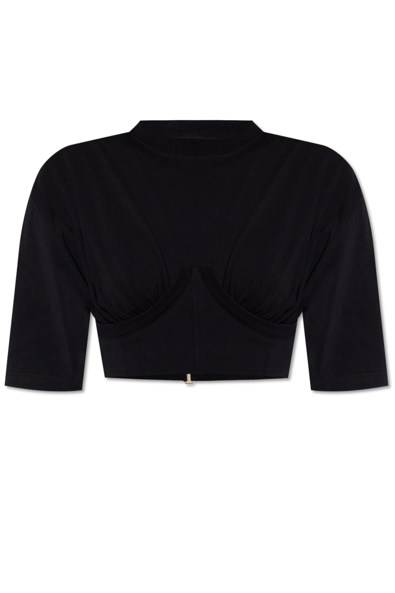Shop Jacquemus Caraco Cropped T-shirt In Black