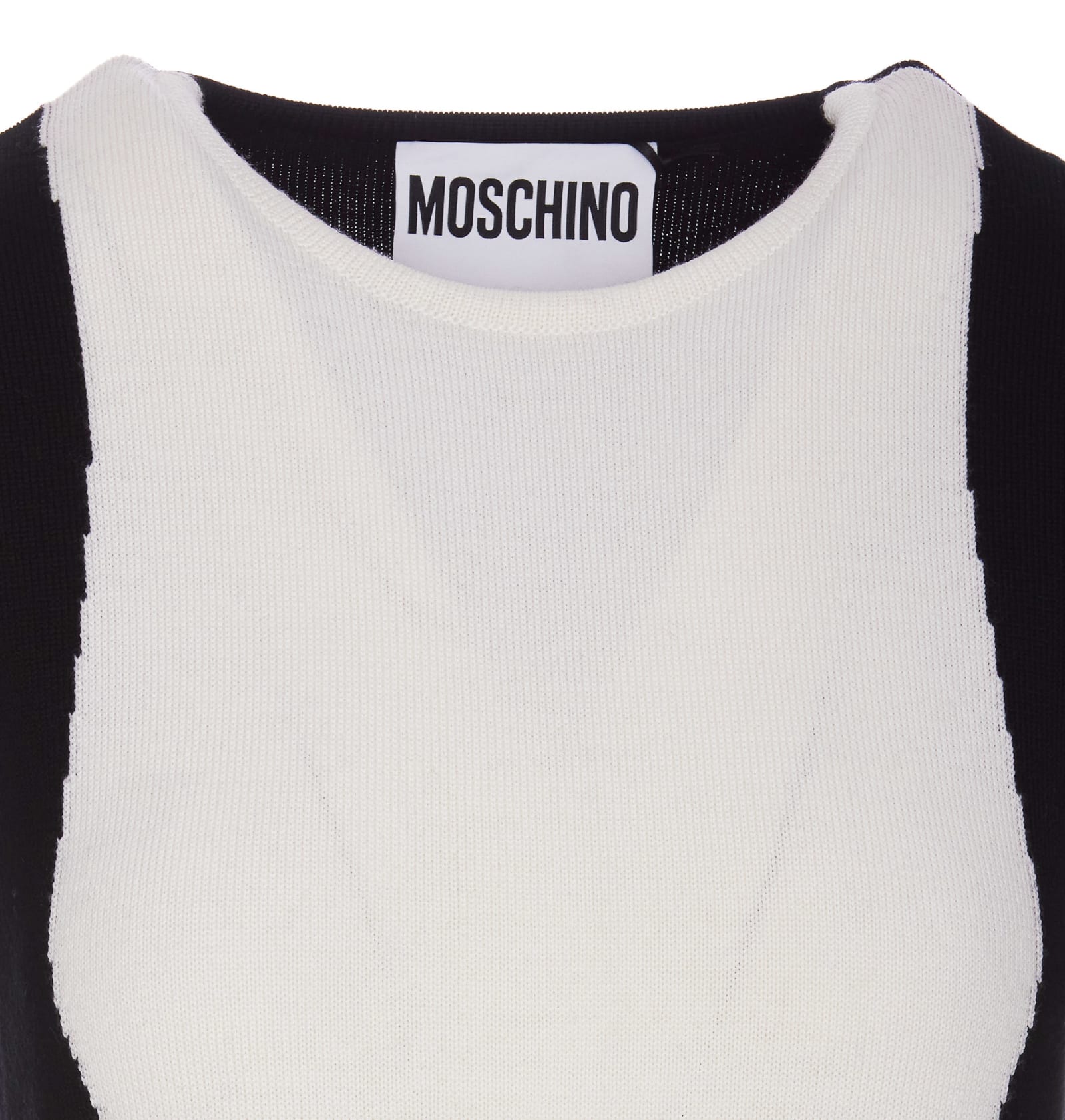 Shop Moschino Long Knit Dress In White