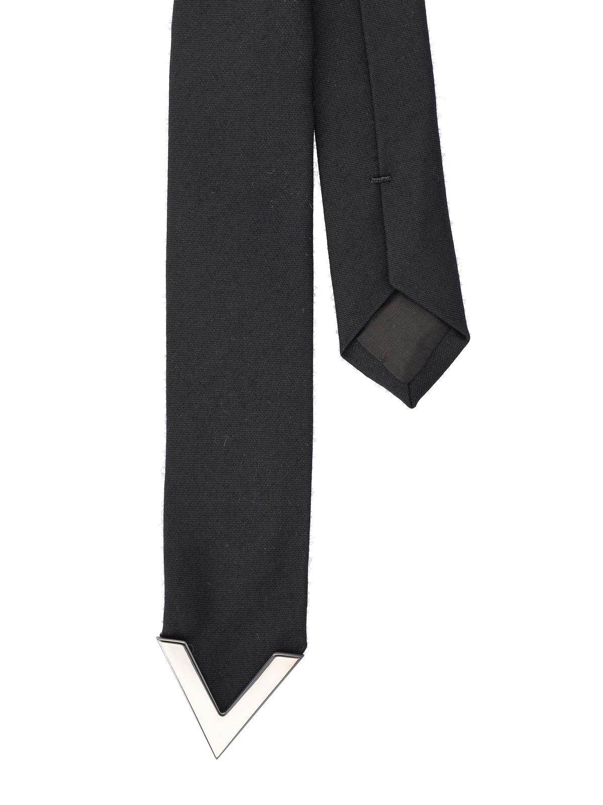 Shop Valentino Logo Plaque Tie In Nero Rutenio