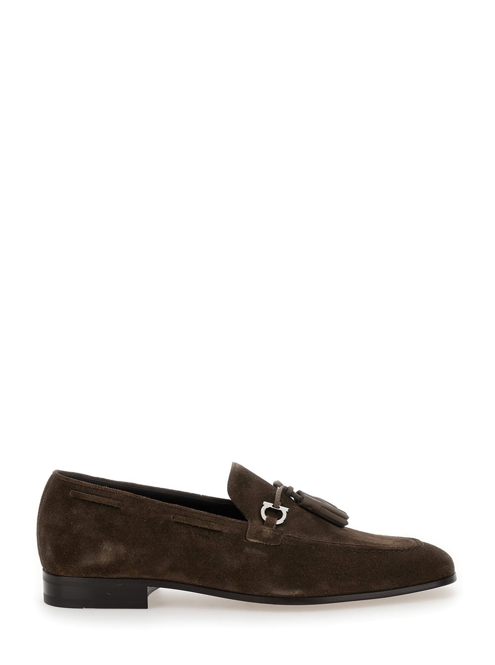 besile2 Brown Loafers With Gancini And Cord Detail In Suede Man