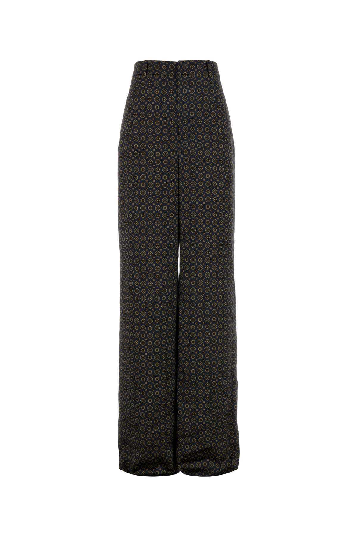 Saint Laurent Satin Wide-leg Trousers All-over Print In Multi