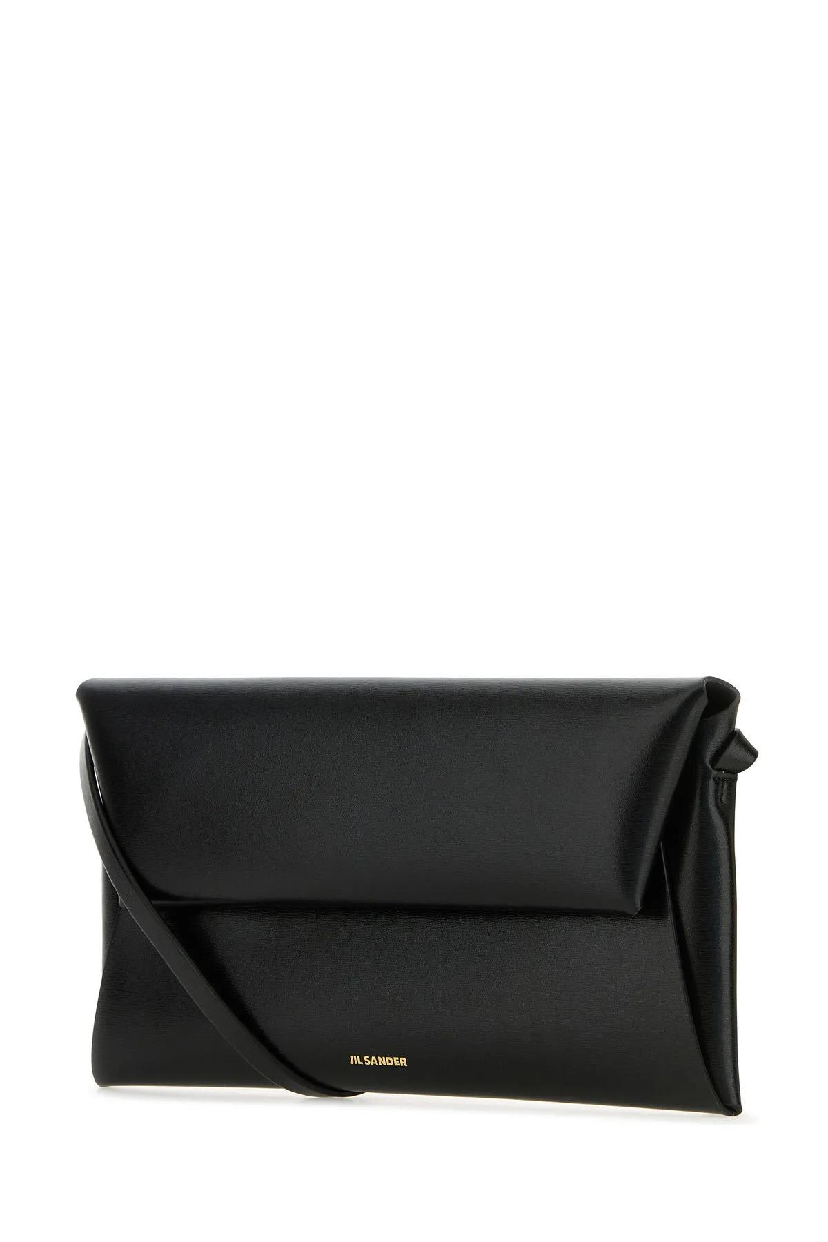 Shop Jil Sander Black Leather Small Folded Crossbody Bag