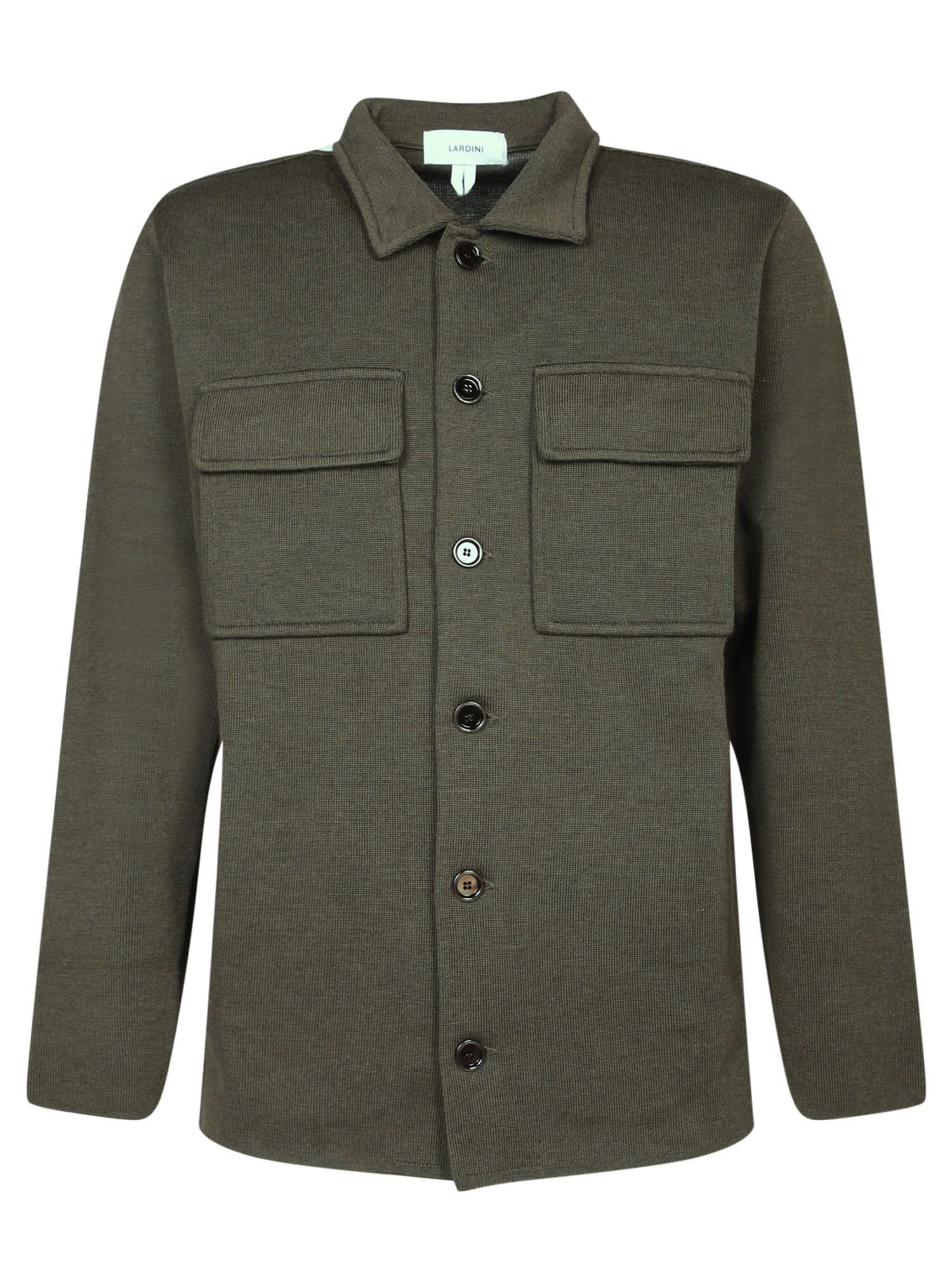 Shop Lardini Military Green Wool Overshirt