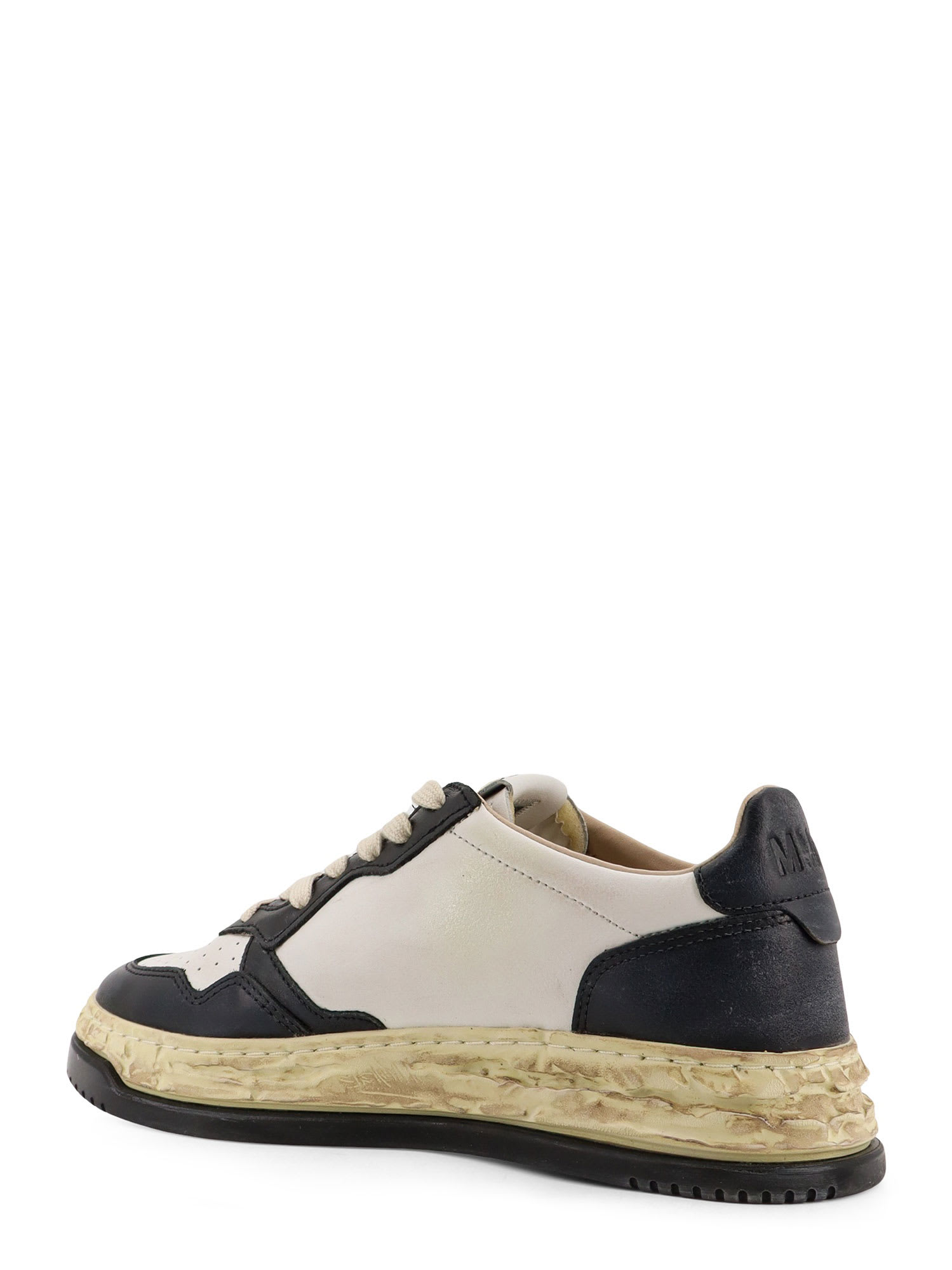 Autry Medalist Low Vintage X Mihara Yasuhiro White And Black Sneakers With Handcrafted Sole In Leather Man In White