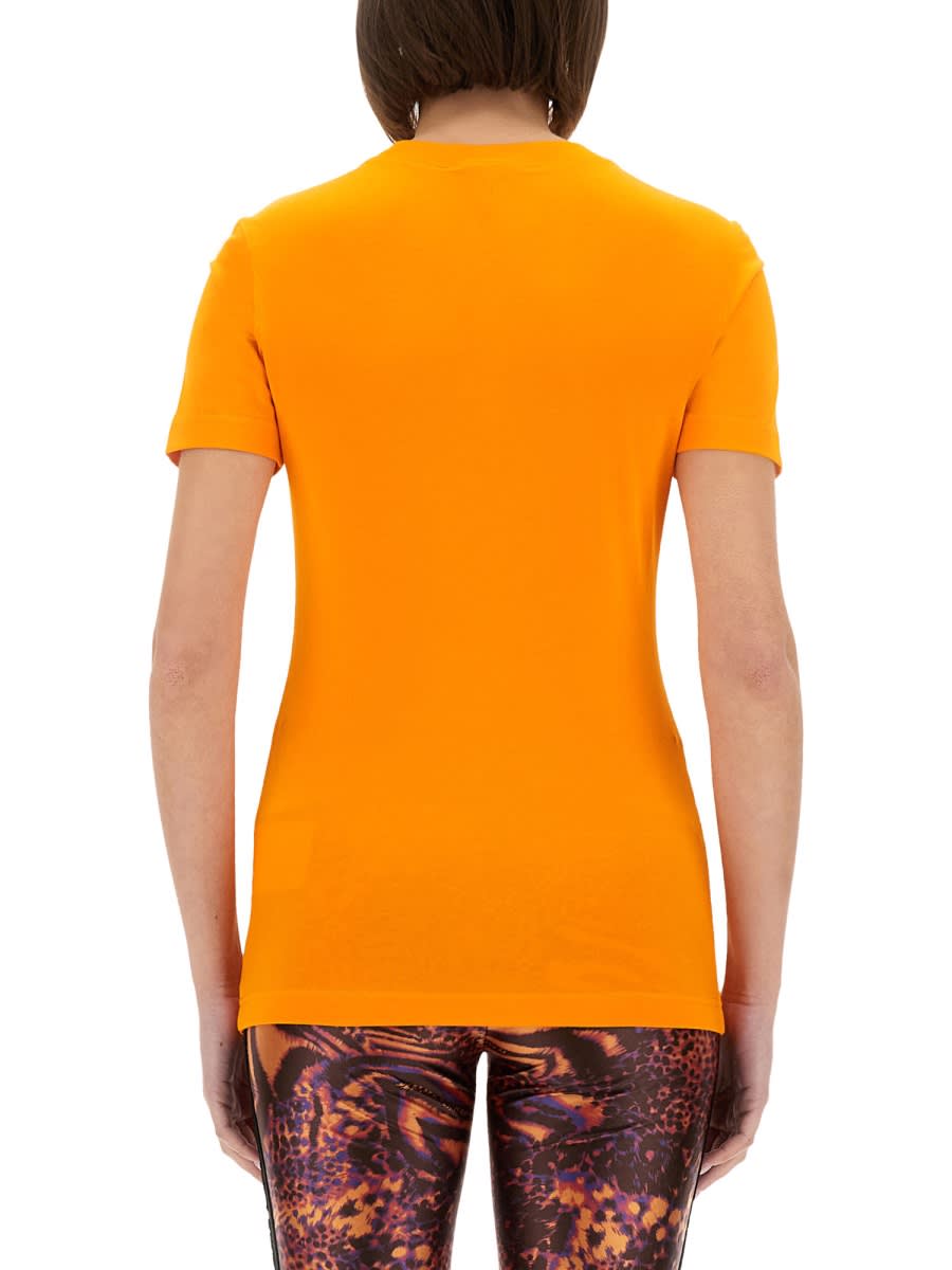Versace Jeans Couture Institutional Logo T-shirt In Orange
