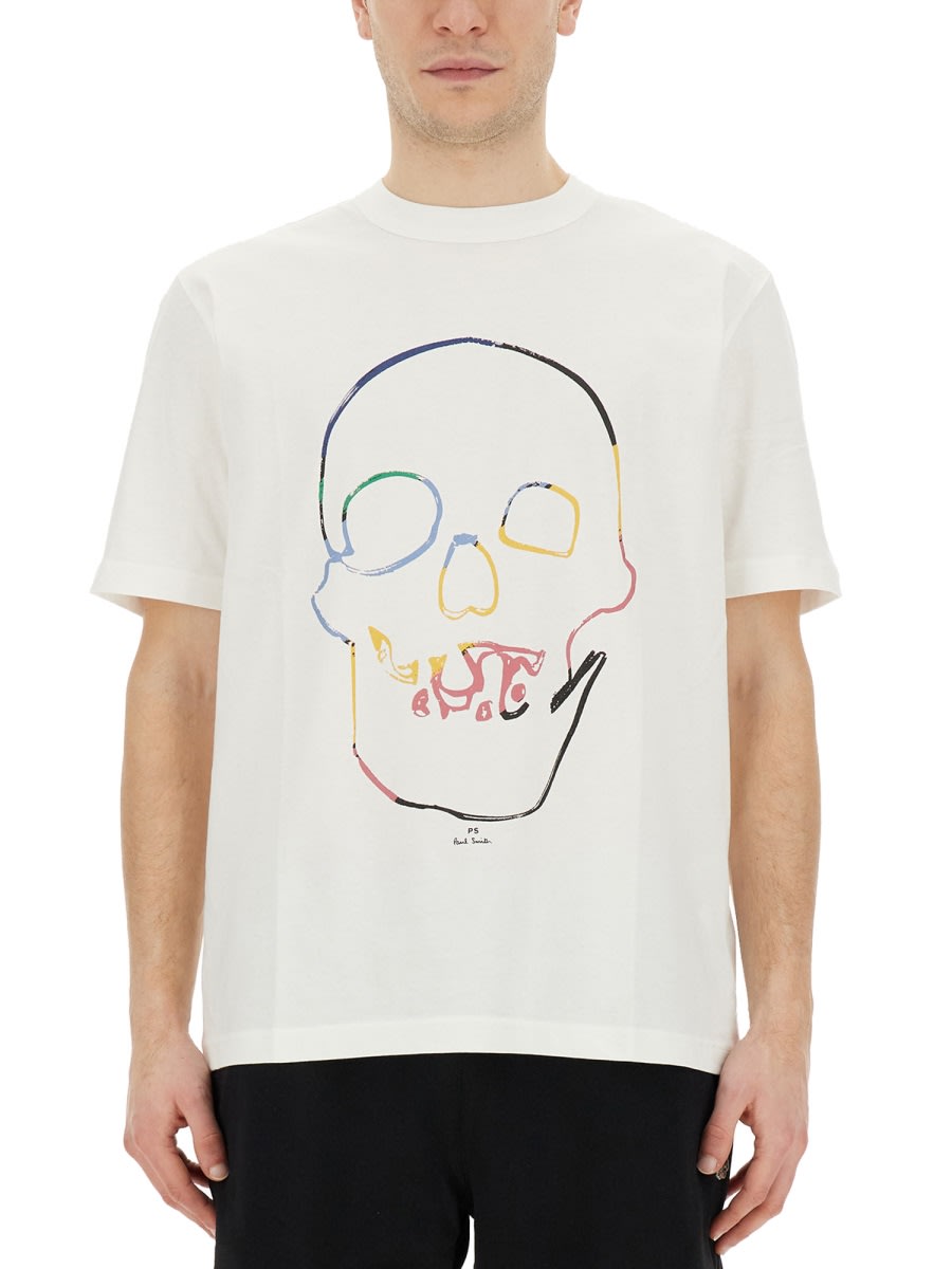 Shop Ps By Paul Smith Skull T-shirt In White