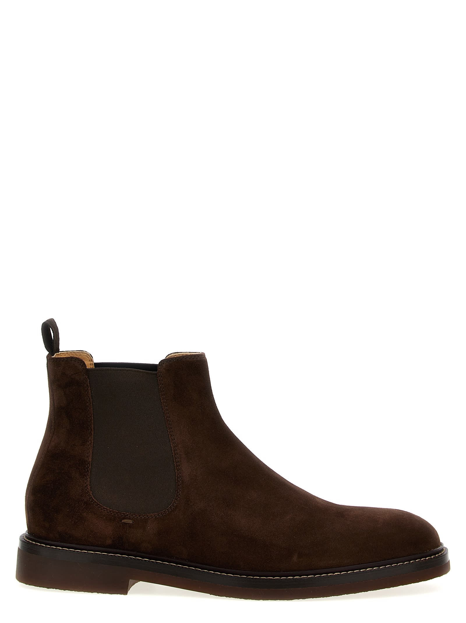 Shop Brunello Cucinelli Suede Ankle Boots In Brown