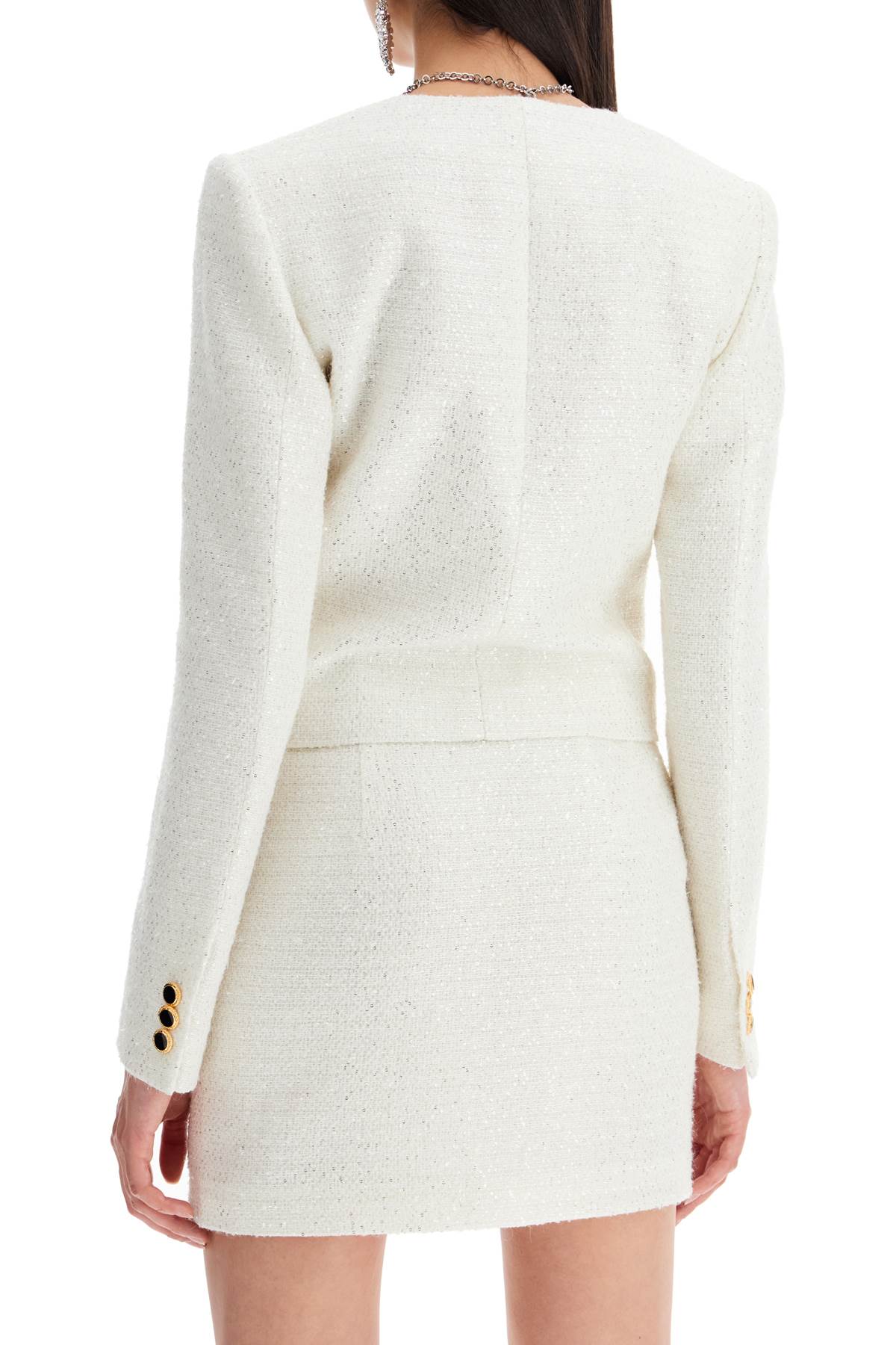 Alessandra Rich Tweed Jacket With Sequins Embell In White (white)
