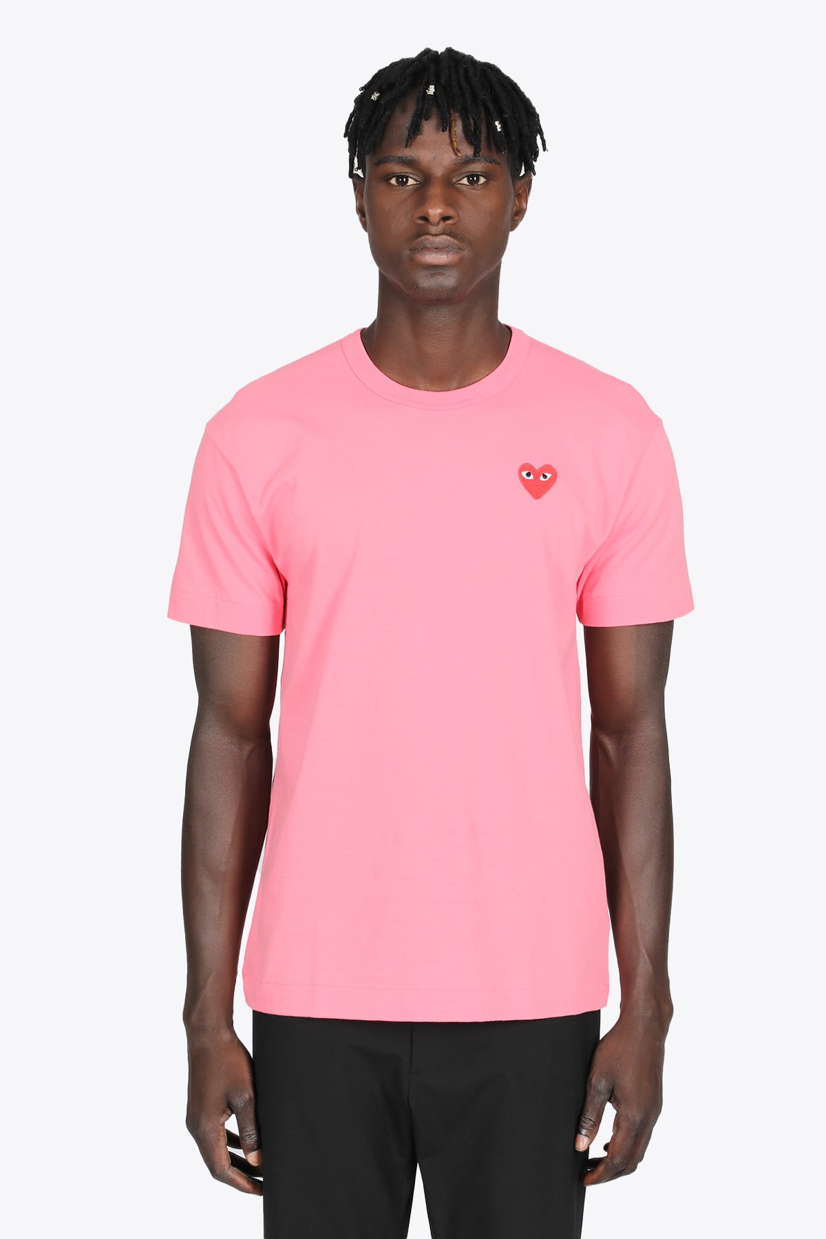 Comme des Garçons Play Heart Patch T-shirt Pink cotton t-shirt with big heart patch
