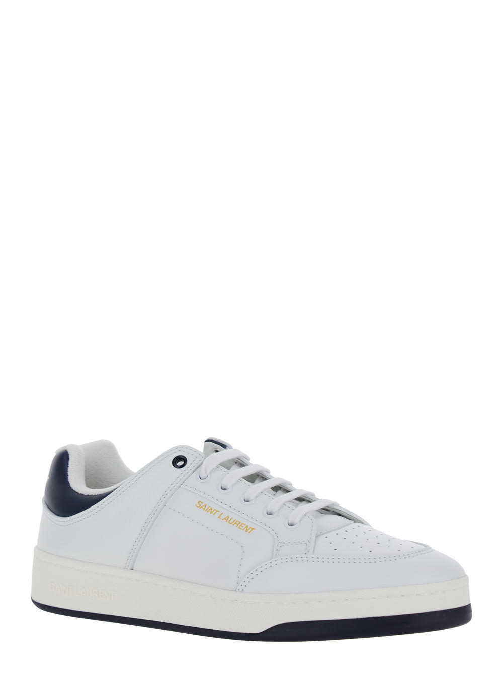 Shop Saint Laurent Sl61 White Low Top Sneakers With Logo In Leather Man