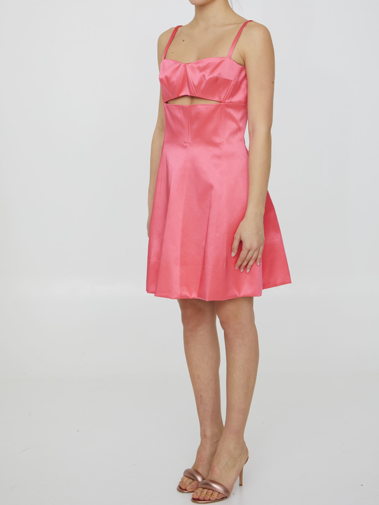 Patou Cutout Organic Cotton-blend Satin Midi Dress In Rose