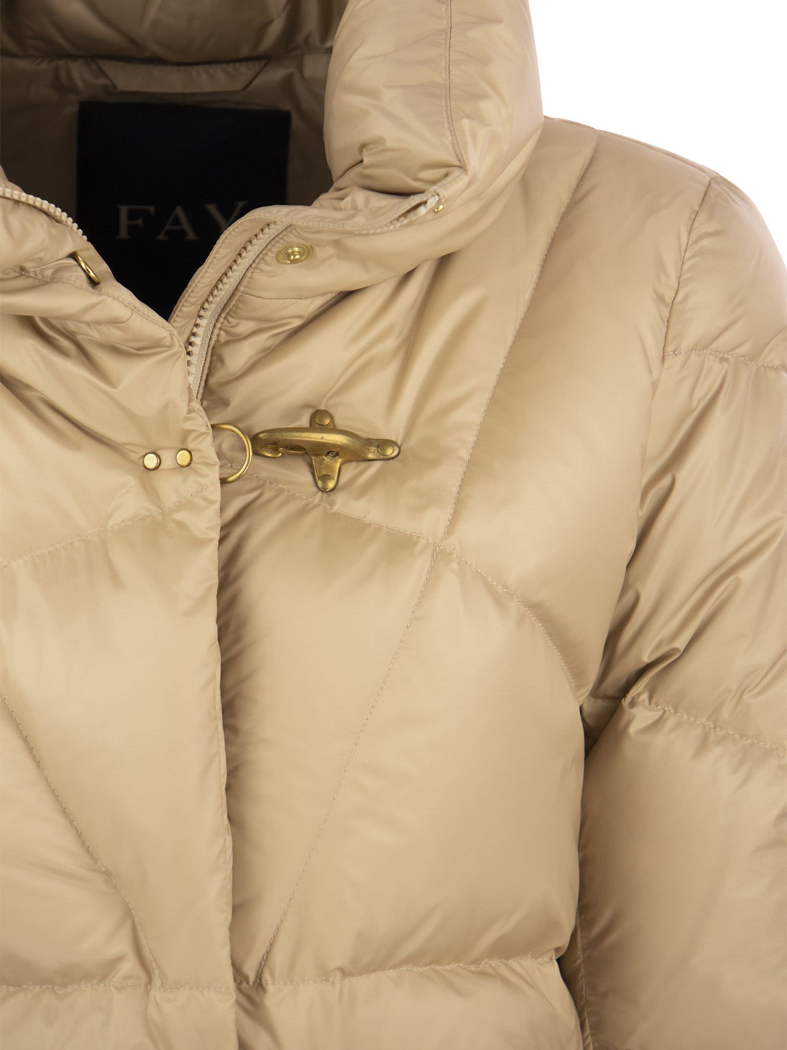 Shop Fay New Gala - Short Down Jacket In Beige