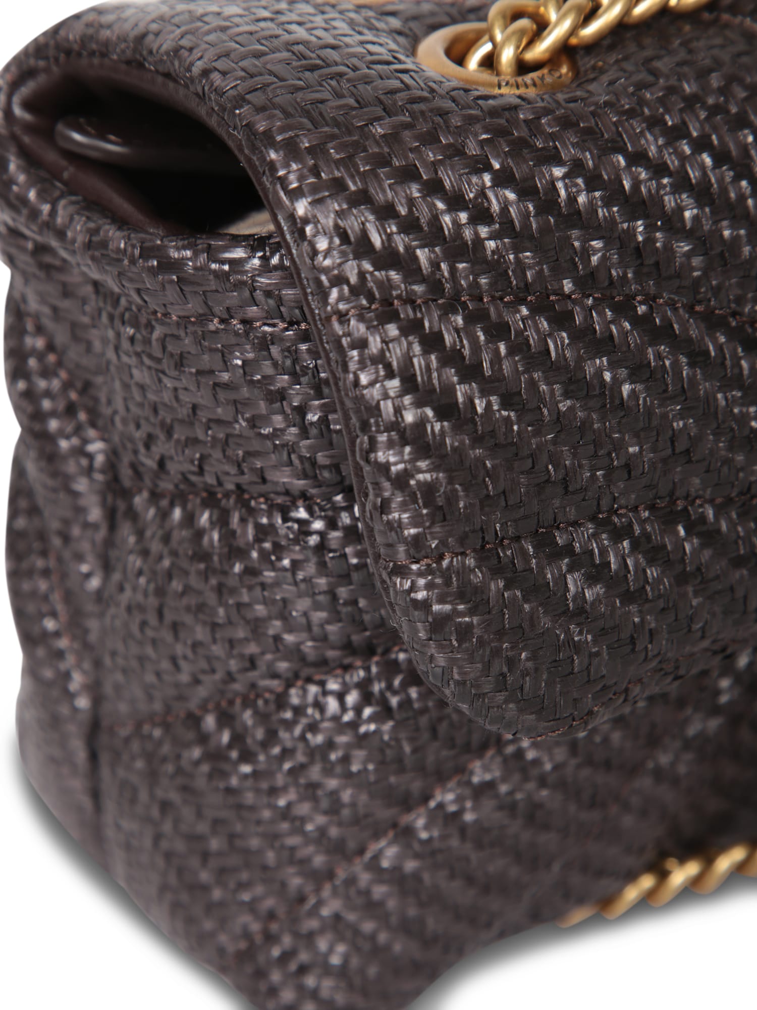 Pinko Love Puff Mini Raffia Grey Bag