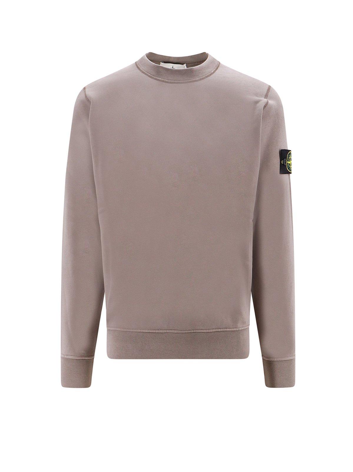 Stone Island Logo Patch Crewneck Sweatshirt In Grigio