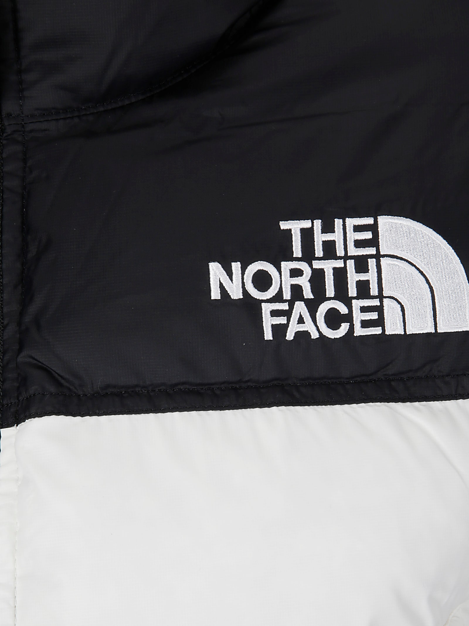 Shop The North Face W Nuptse Short Jacket In White Dune/tnf Black