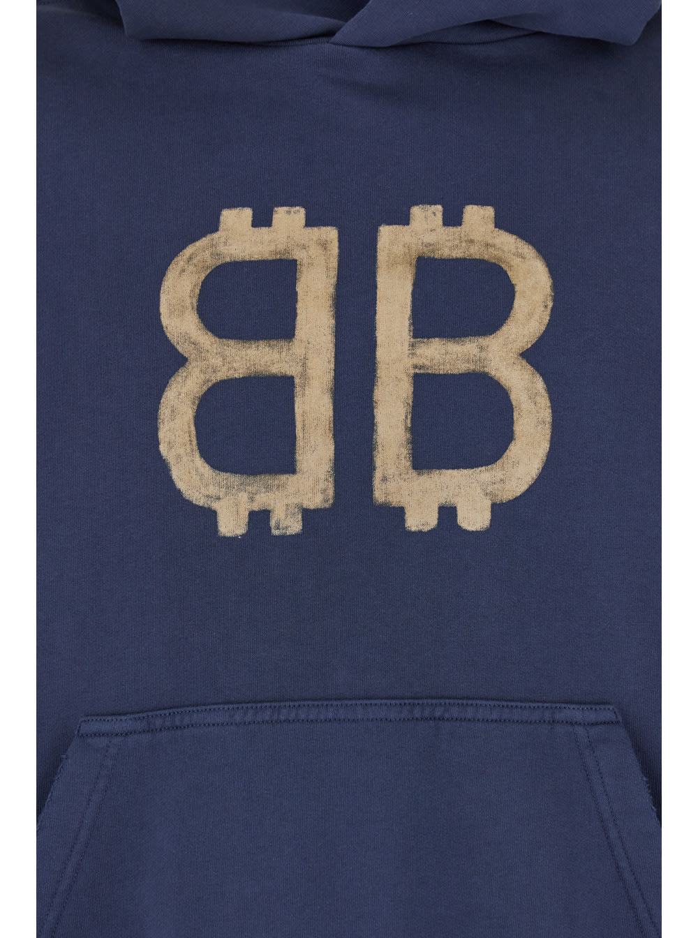 Shop Balenciaga Blue Hoodie With Crypto Artwork In Curly Fleece Man