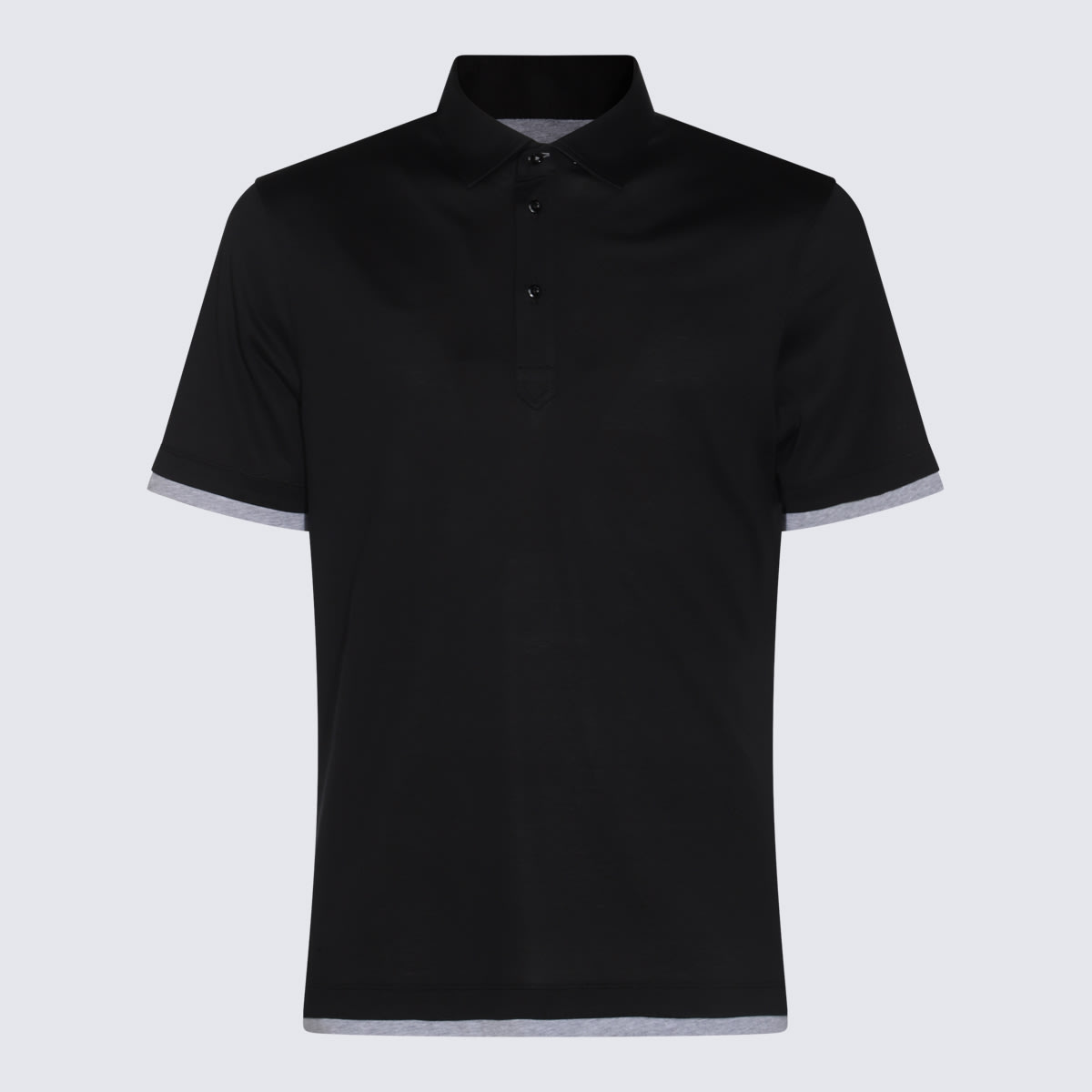 Shop Brunello Cucinelli Black Silk Polo Shirt