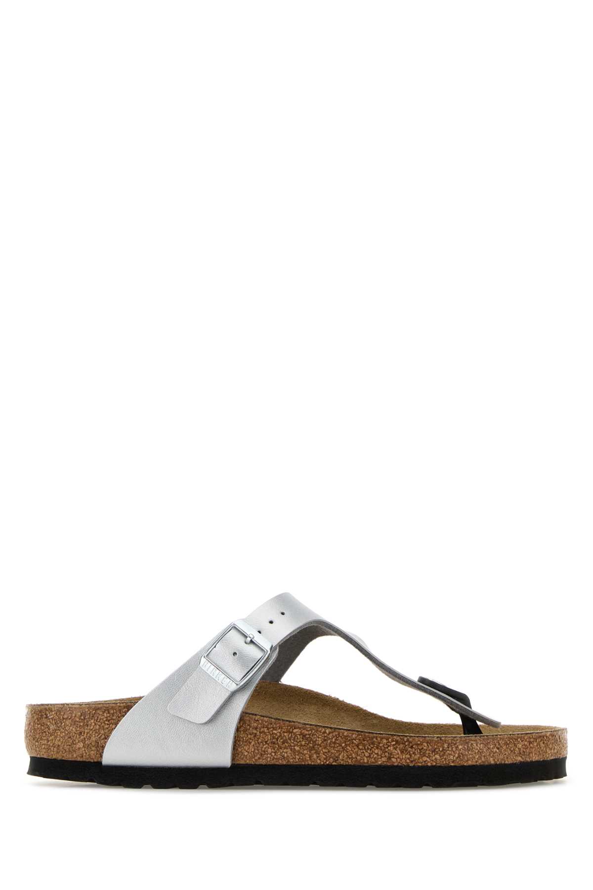 Birkenstock Silver Leather Gizeh Thong Slippers In Multi