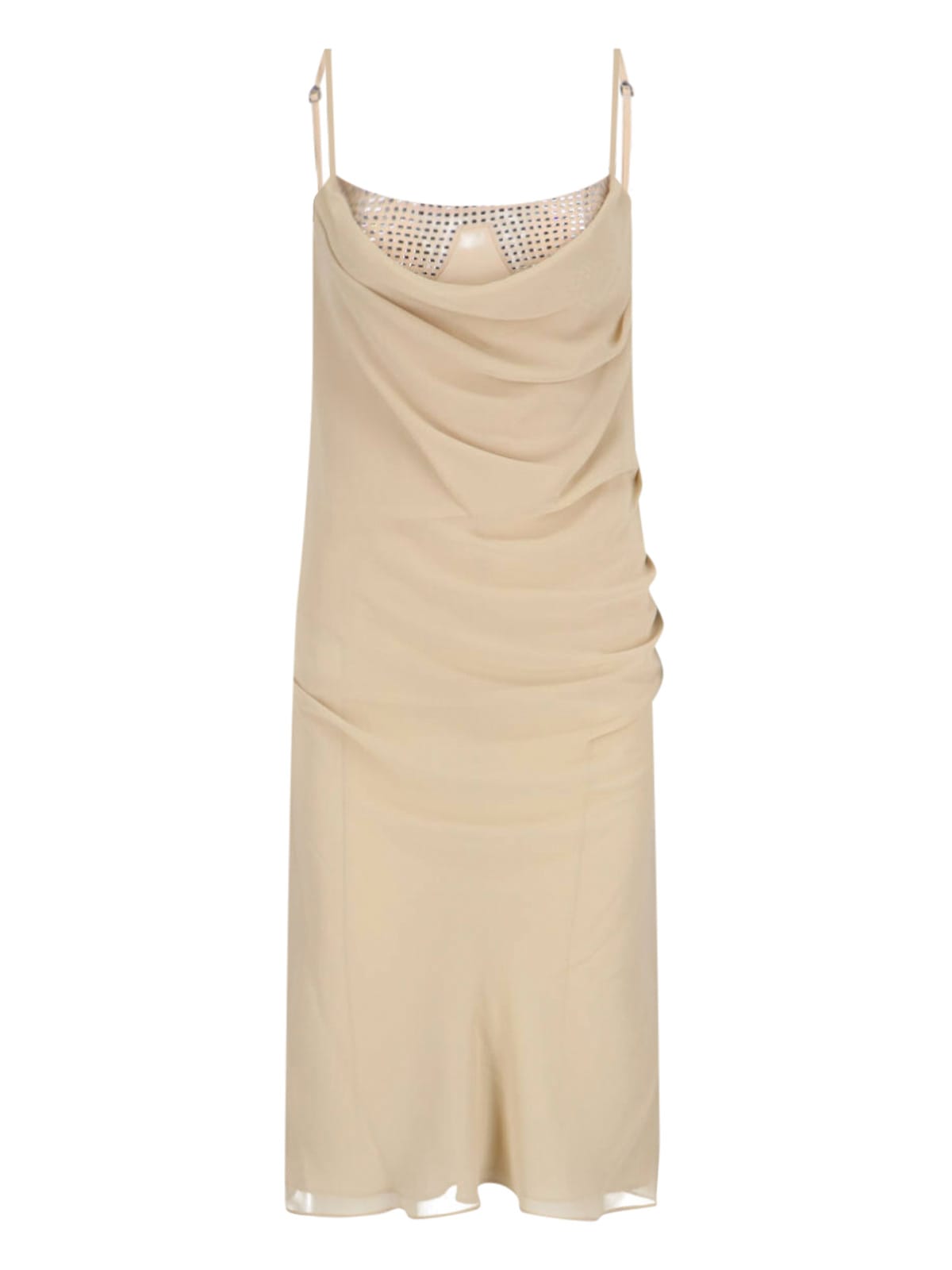 Attico Draped Cowl Neckline Spaghetti Straps In Beige