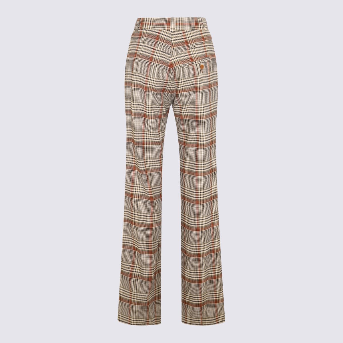 Brown Multicolour Viscose-wool Blend Trousers