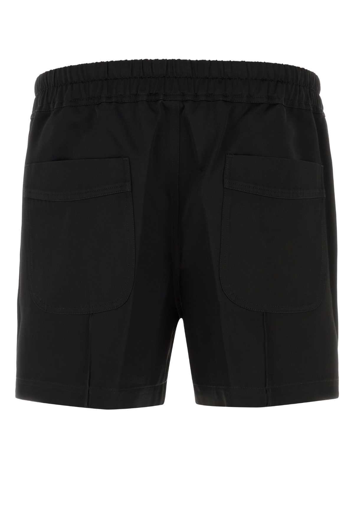 Tom Ford Satin Bermuda Shorts With Pockets And Elastic Waistband In Blackwhite