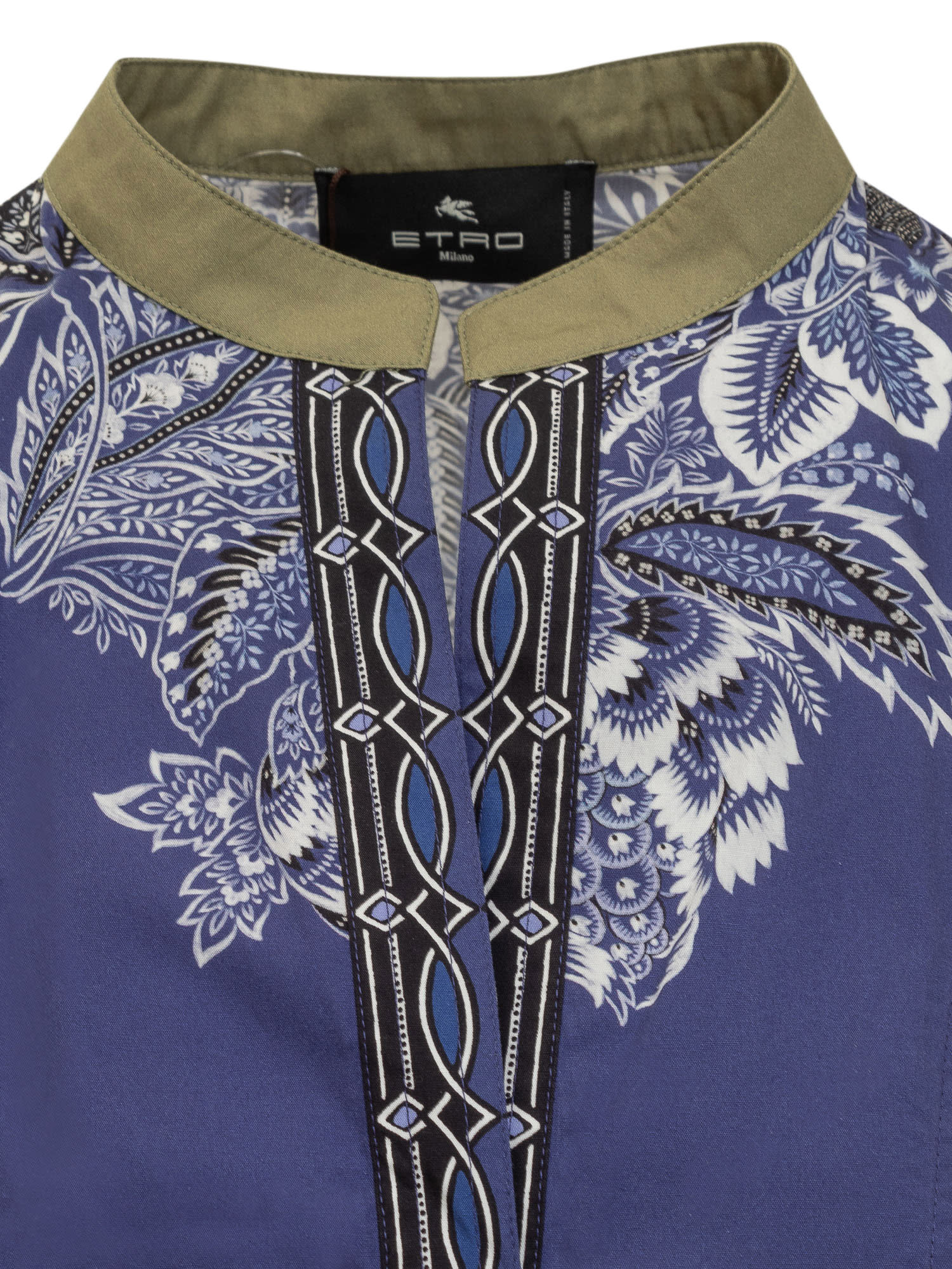 Shop Etro Long Dress With Print In Fdo Blu