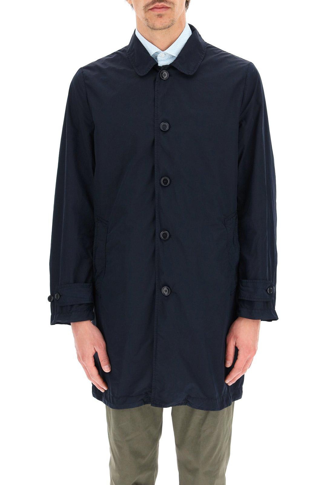 Shop Aspesi Mid-length Single-breasted Coat In Navy