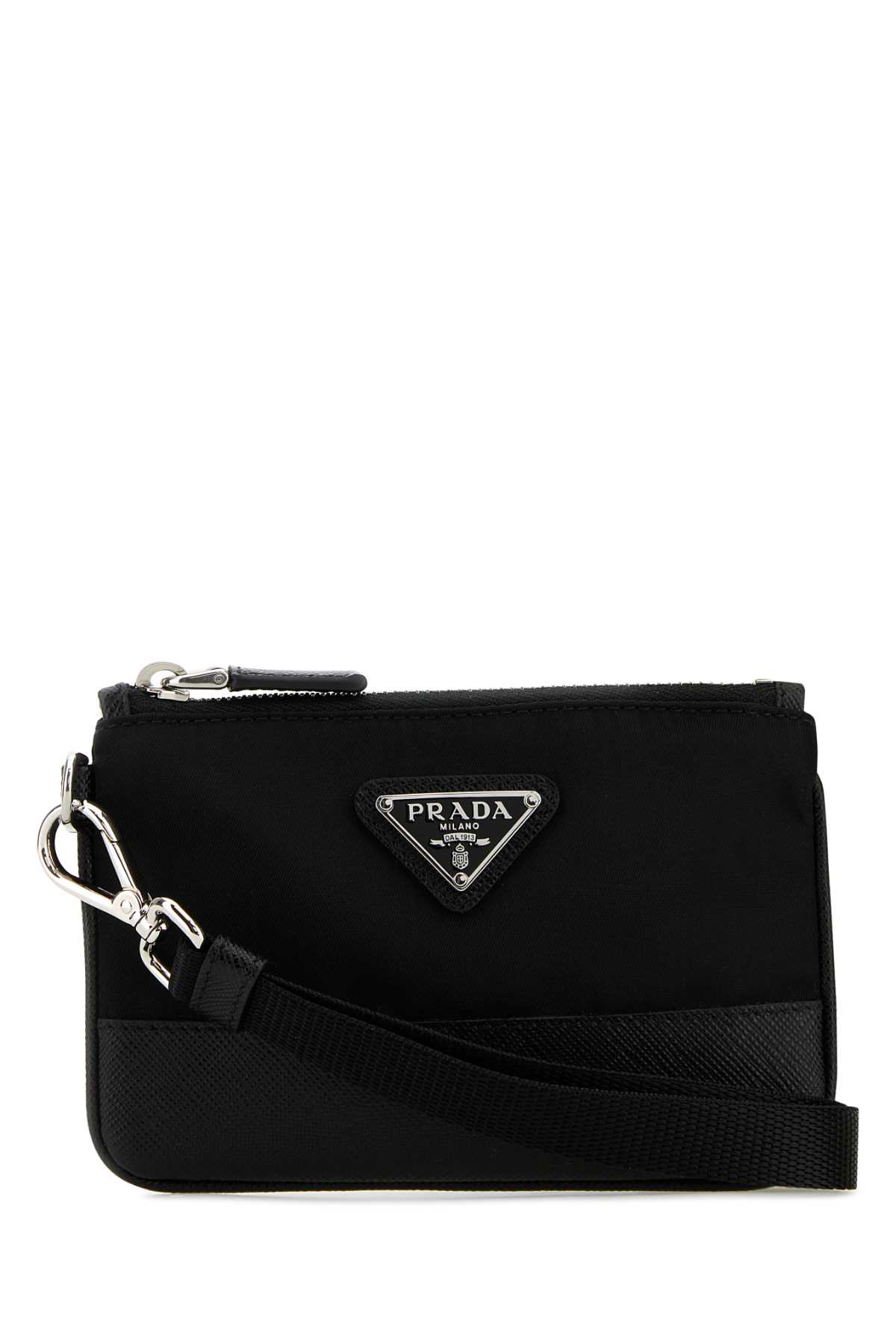 Shop Prada Black Nylon And Leather Wallet In Nero