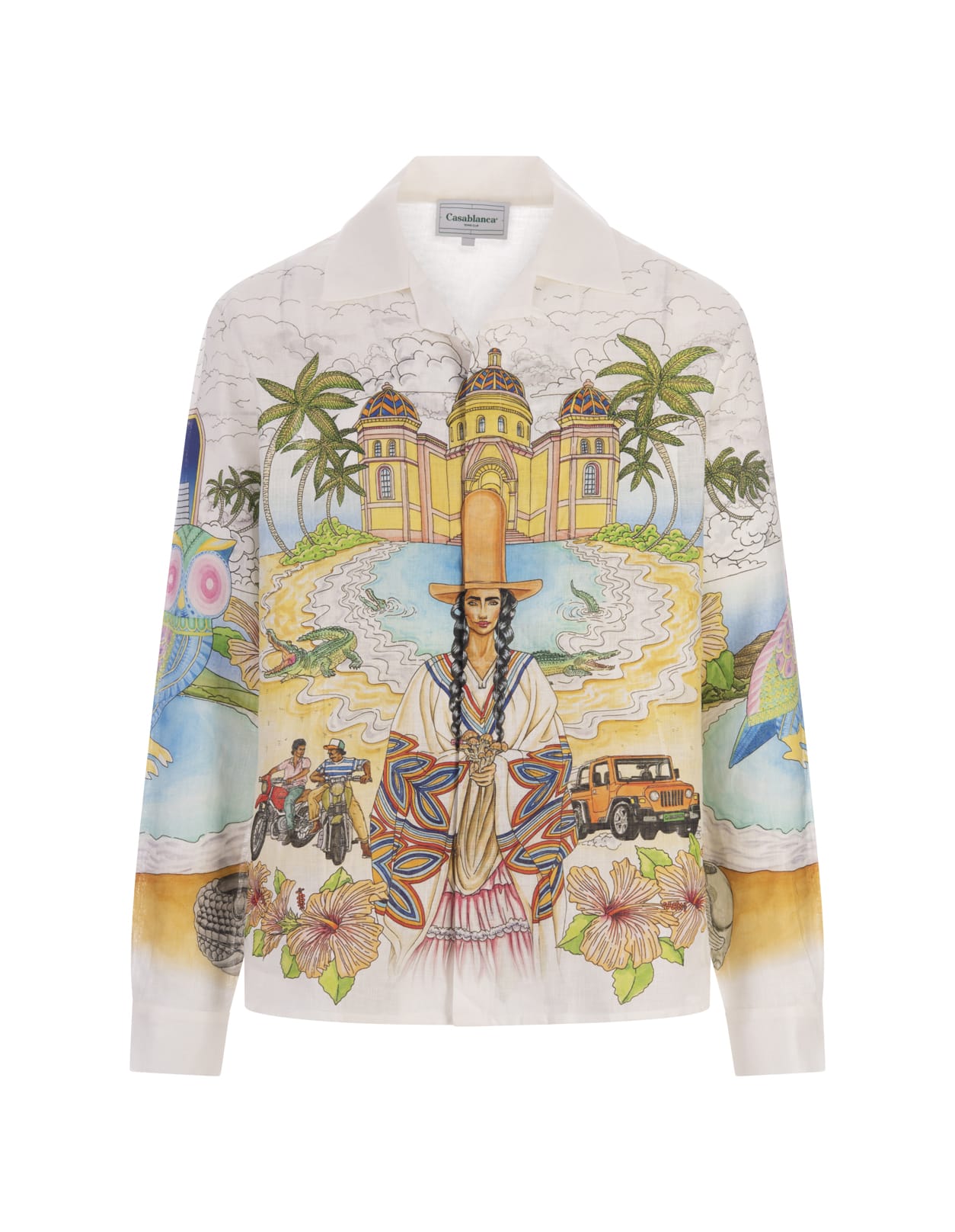 Casablanca Multicolor Graphic Print Long-sleeve Shirt In Bianco