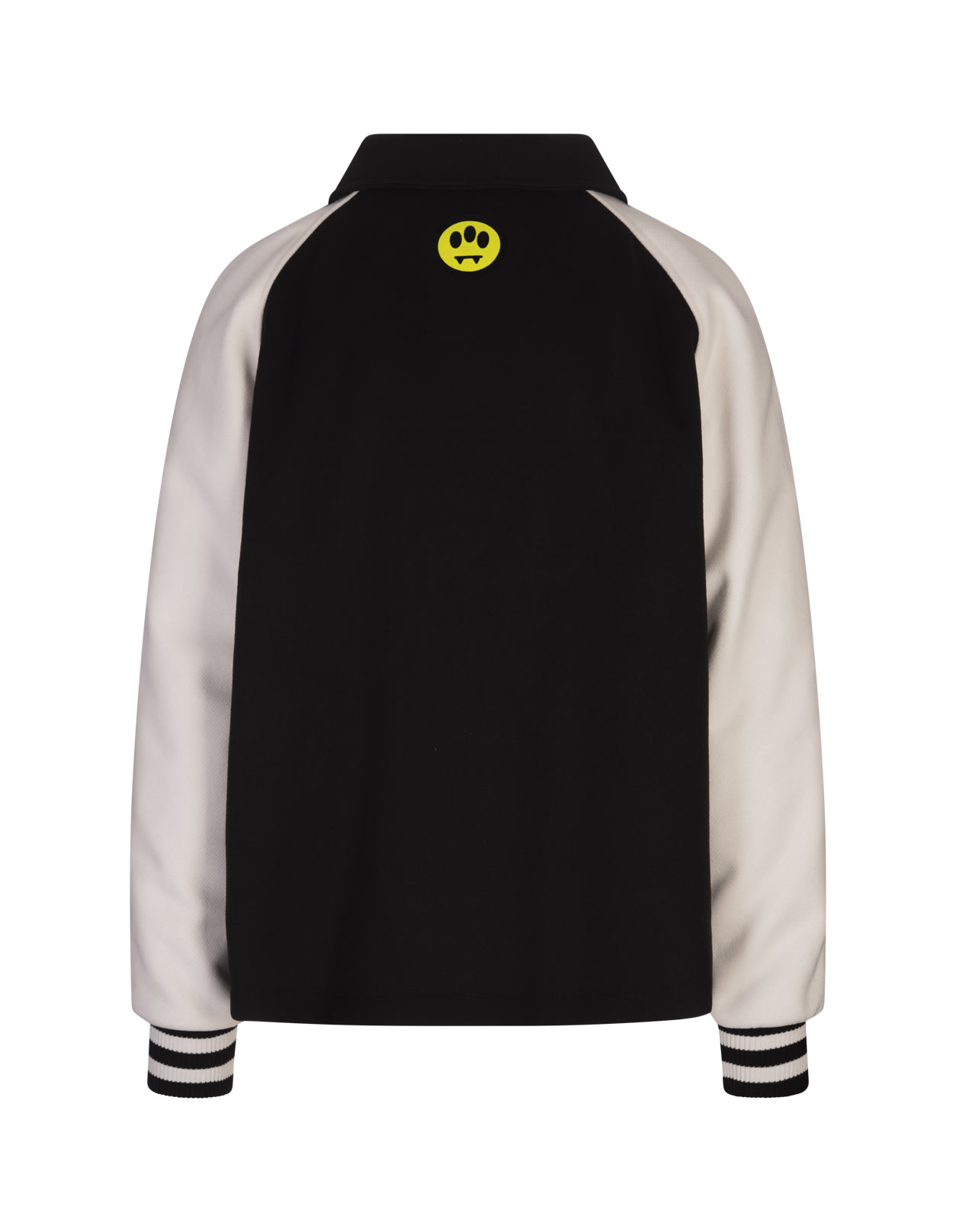 Shop Barrow Black And White Bomber Jacket With Smile And Logo Lettering