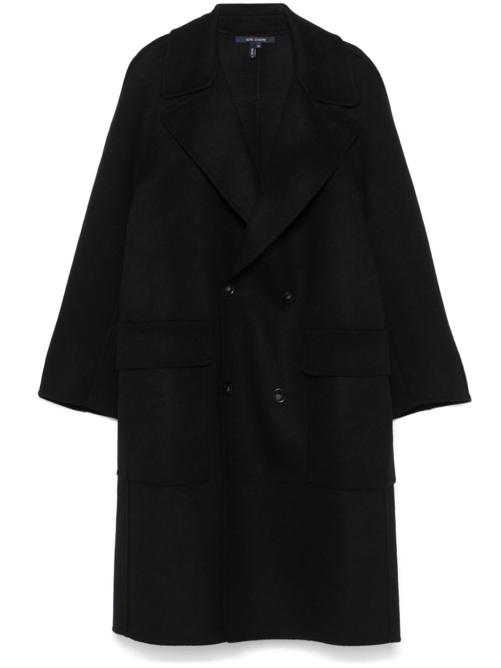 Shop Sofie D'hoore Df Coat W Lapel Collar 2 App Pockets 4 Buttons In Black