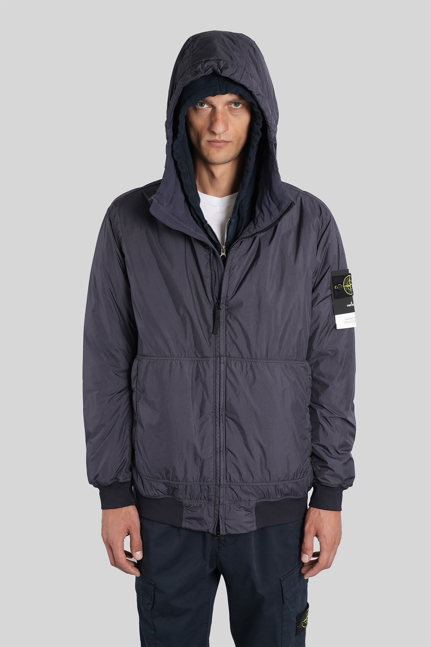 Stone Island Crinkle Reps Ny Light Puffer Jacket In Blue