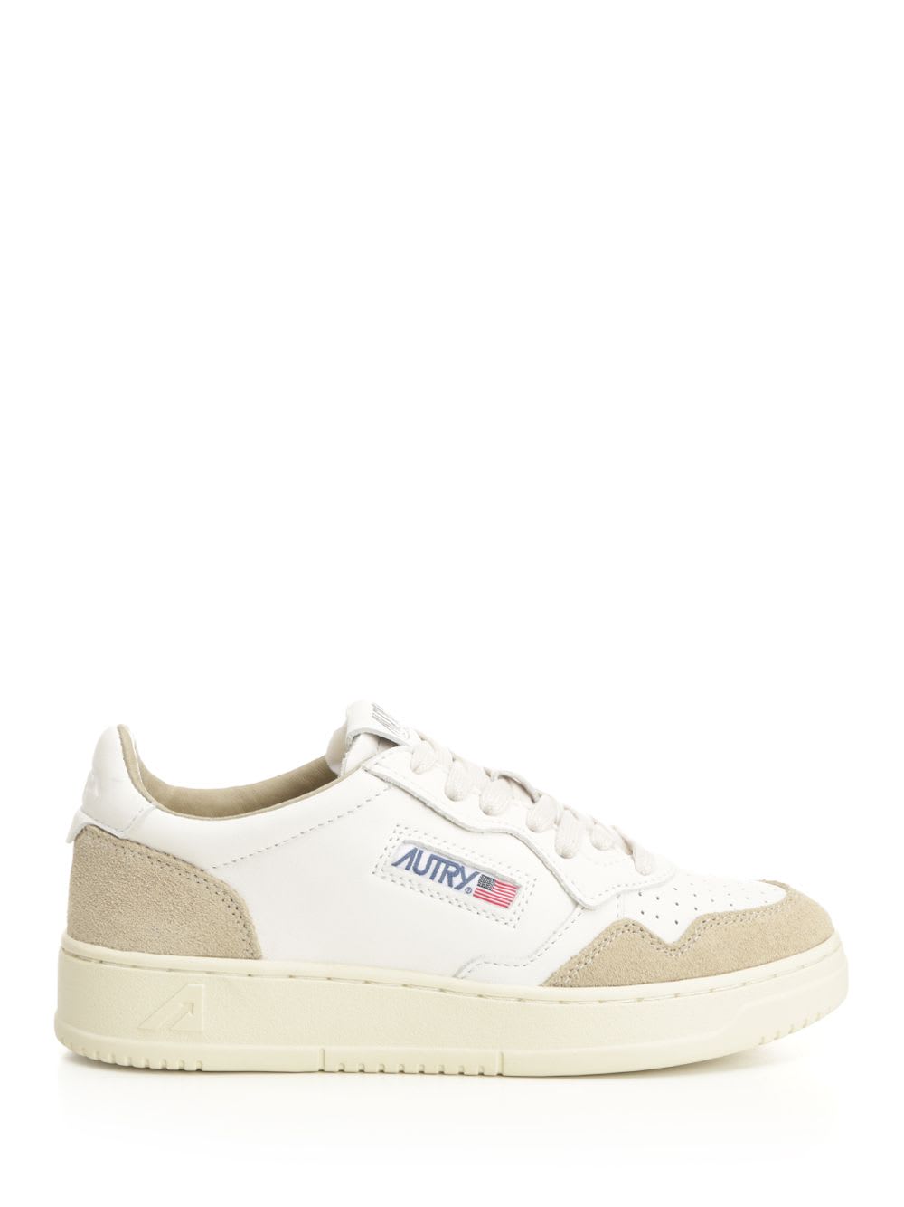 Autry Low-top Sneakers With Smooth Leather And Suede Accents In Sand