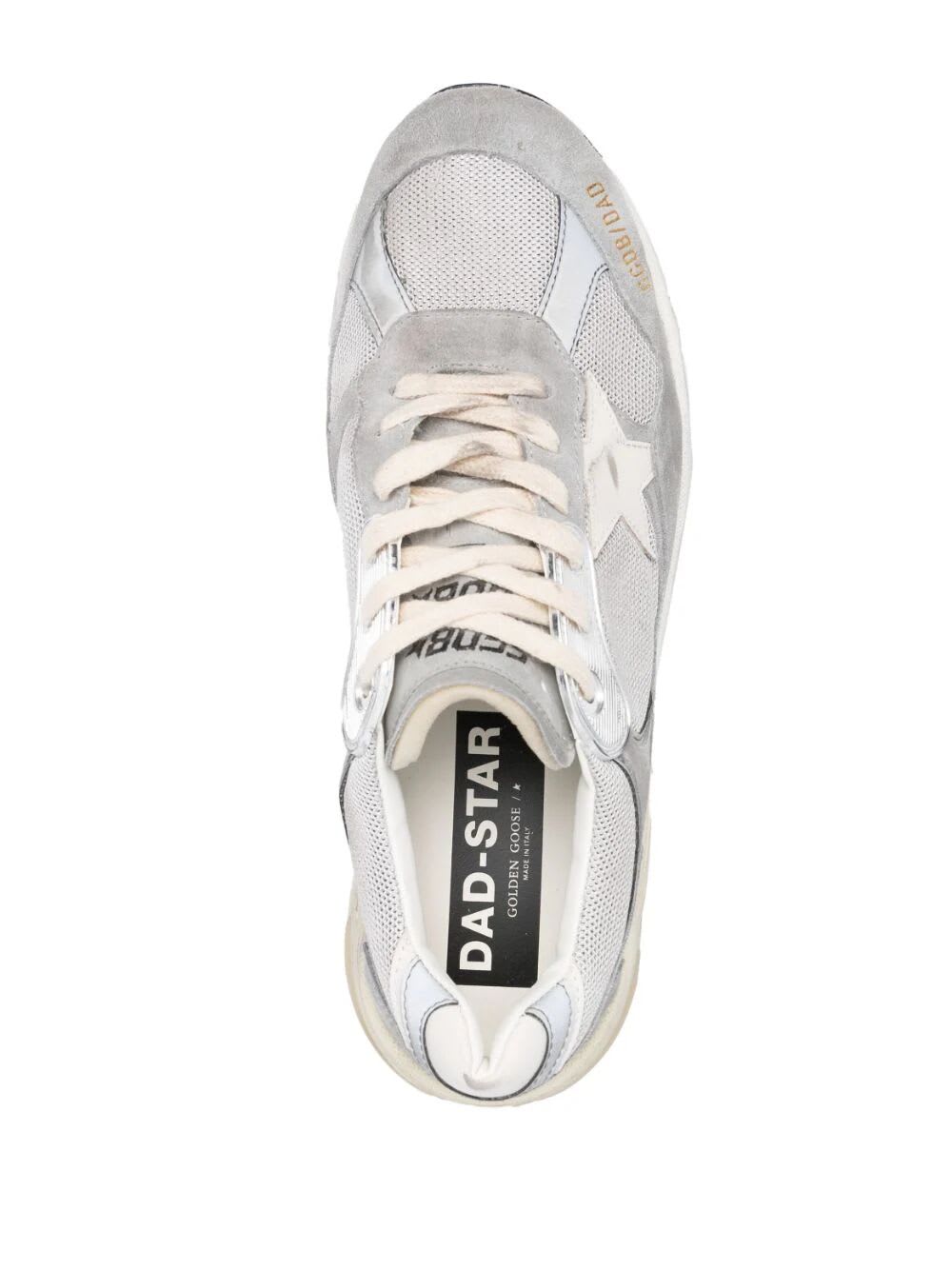 Shop Golden Goose Running Dad Sneakers In Grey Silver White