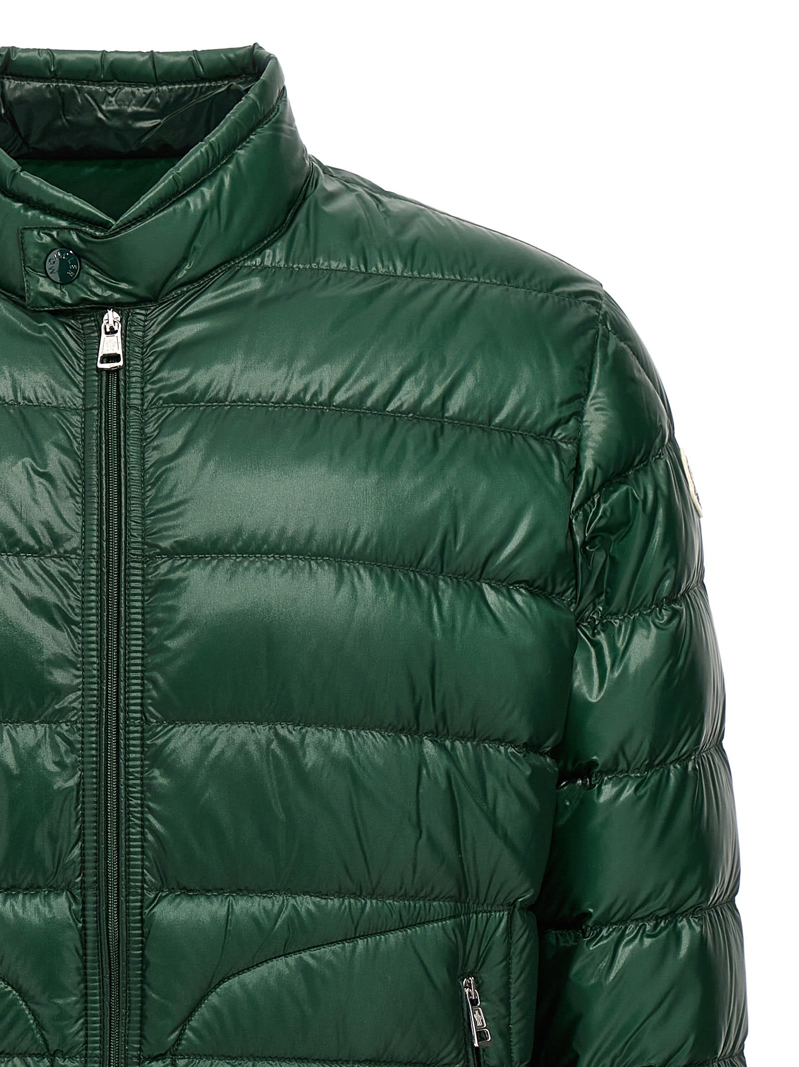 Moncler Logo-patch Padded Jacket In Green