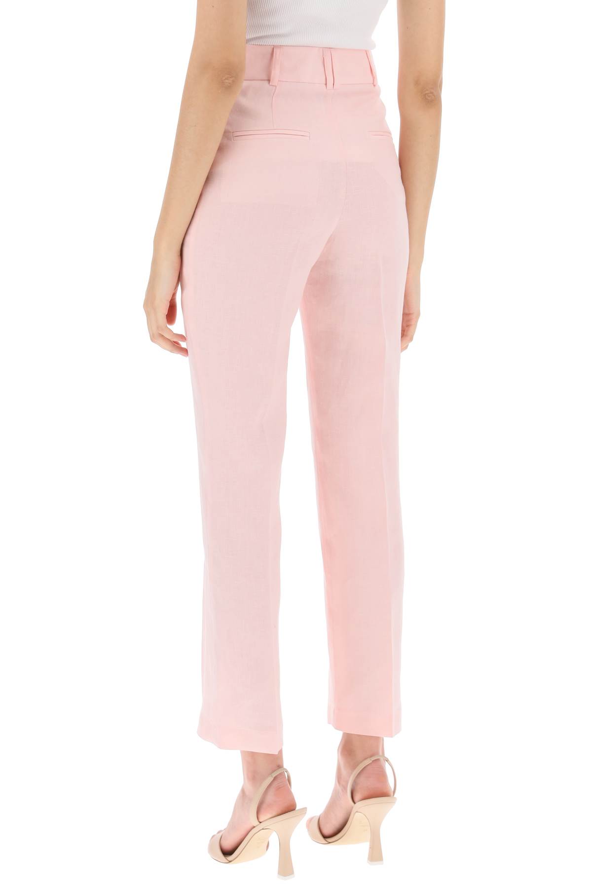 Shop Hebe Studio Loulou Linen Trousers In Pink Calypso (pink)