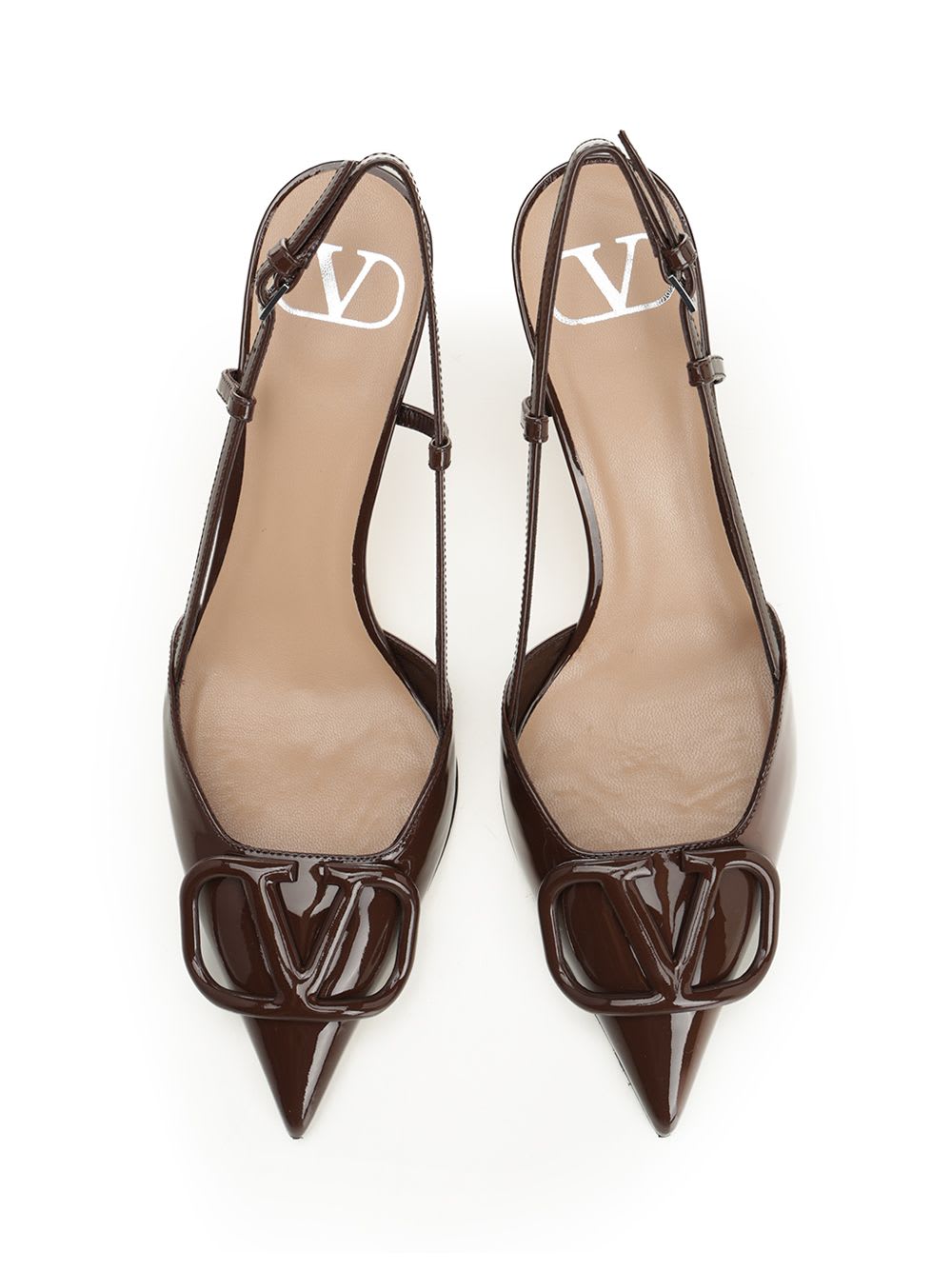 Valentino Vlogo 80 Slingback Pump In Patent Leather In Brown