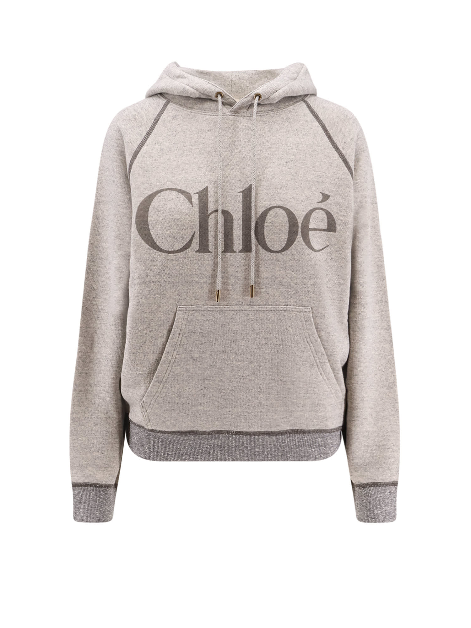 Chloé Hooded Cotton Blend Sweatshirt With Kangaroo Pocket