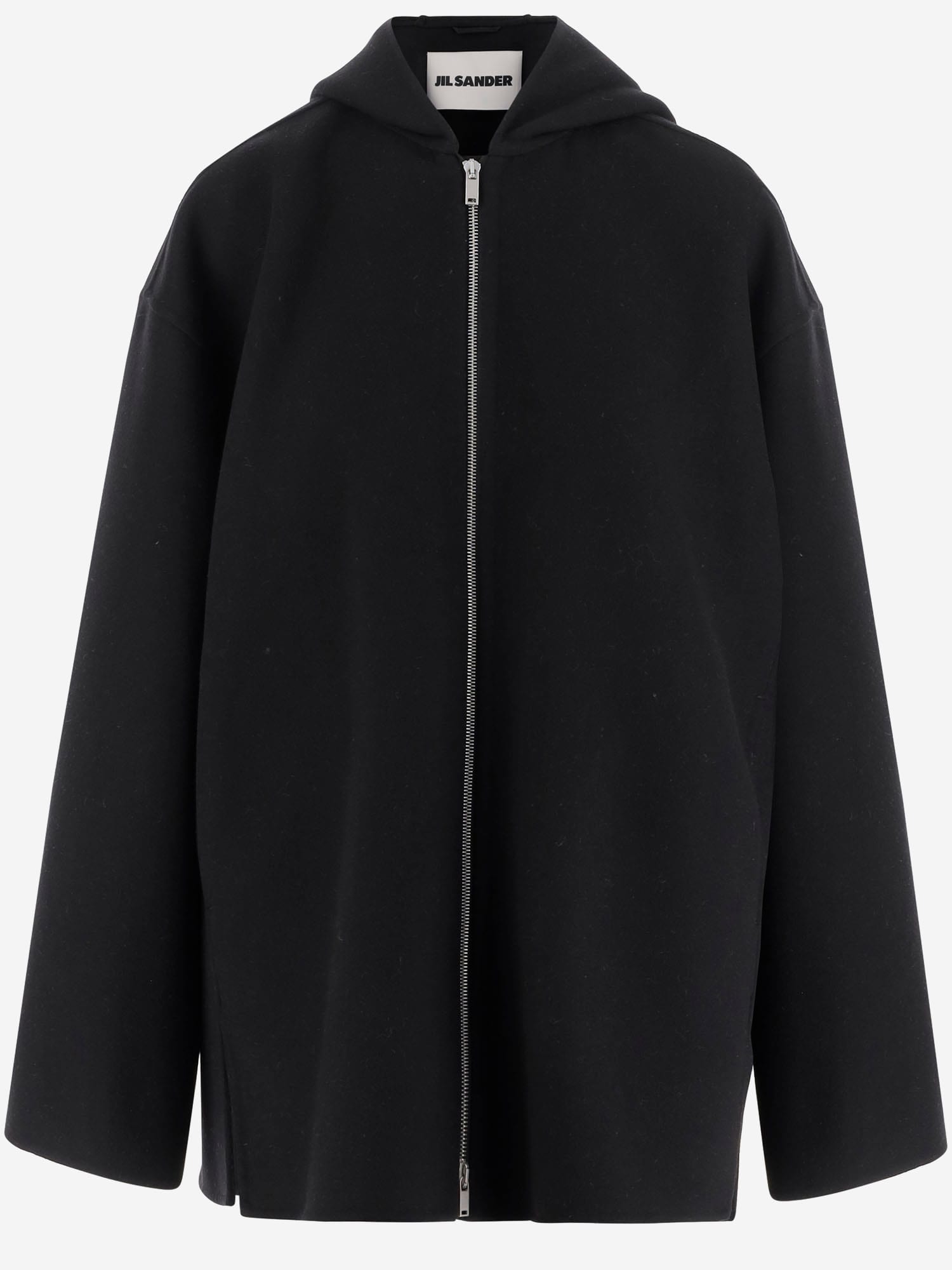 Jil Sander Black Hooded Wool Jacket In Black