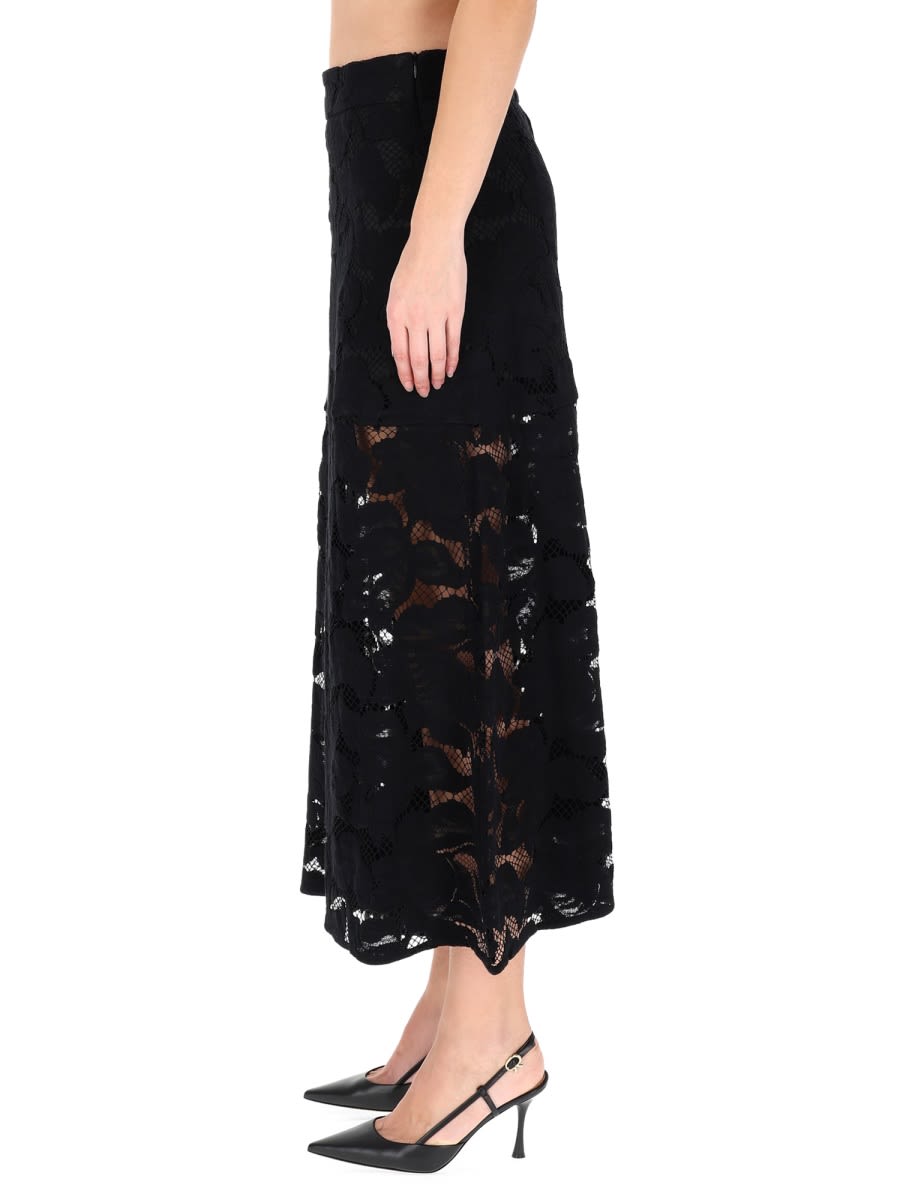 Patou Lace Midi Skirt In Black