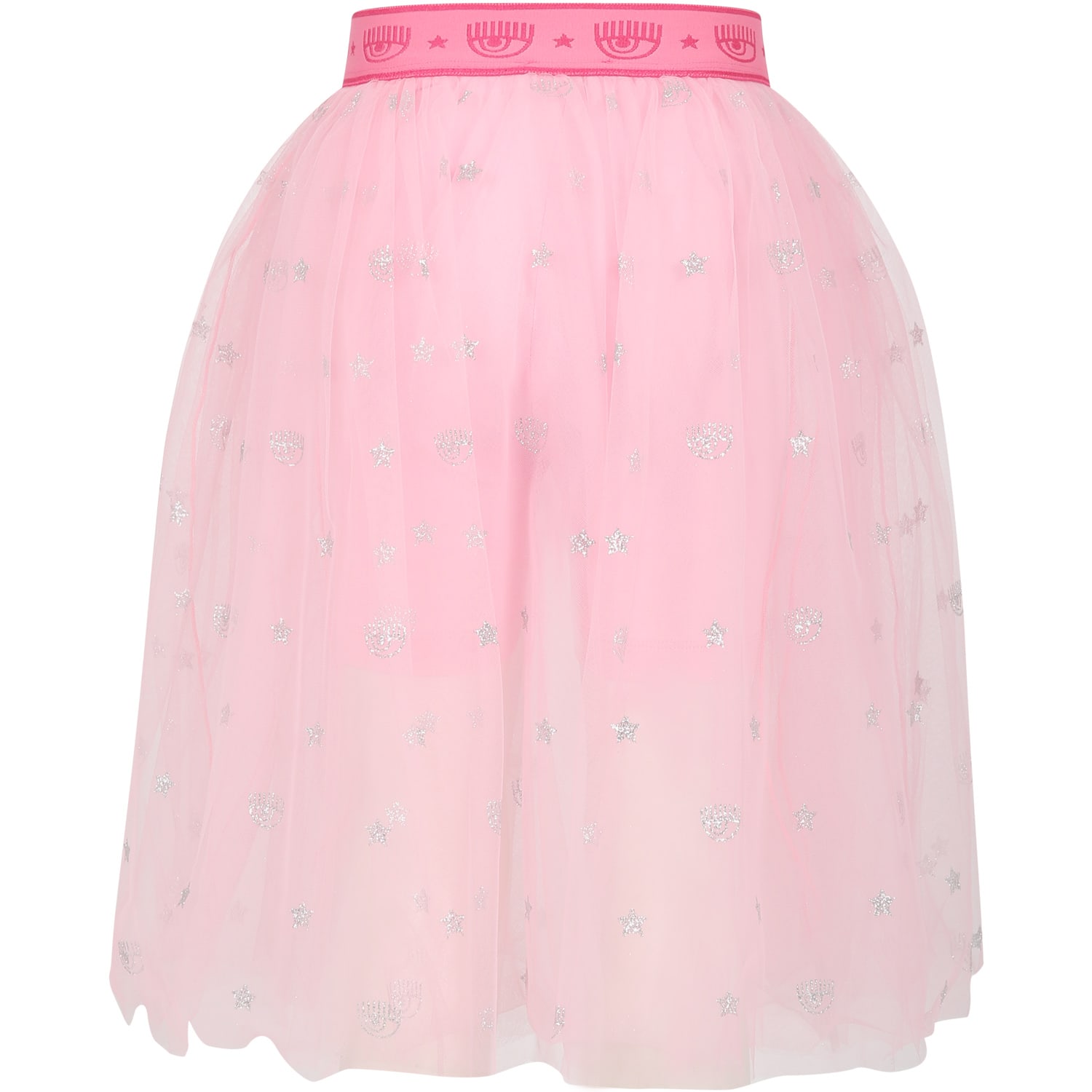 Shop Chiara Ferragni Pink Skirt For Girl With Winks