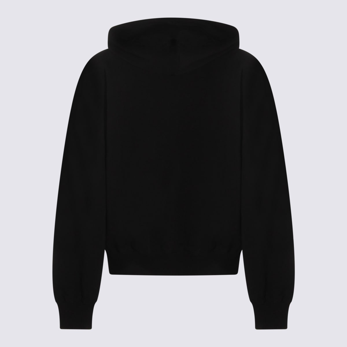 Off-white Hooded Sweatshirt With Graphic Print And Ribbed Cuffs In Black