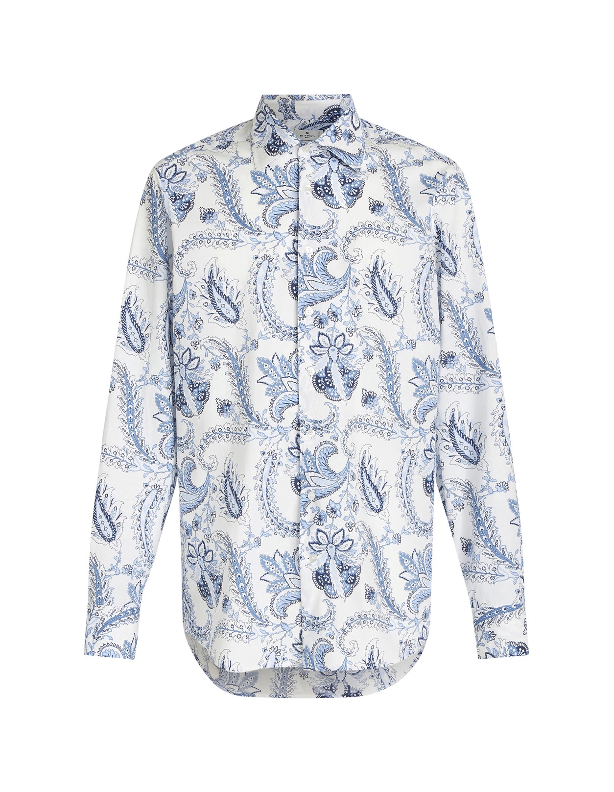 ETRO WHITE SHIRT WITH BLUE PAISLEY PRINT