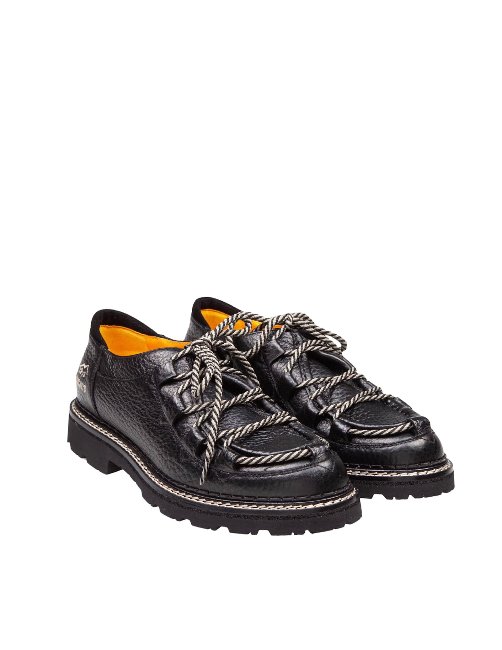 Shop Doucal's Parabout Hammered Leather Lace-up Shoe Black Color