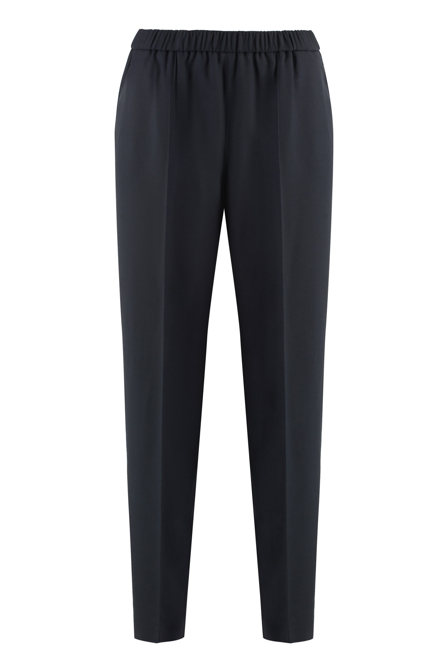 Shop Fabiana Filippi Wool Blend Trousers In Blue