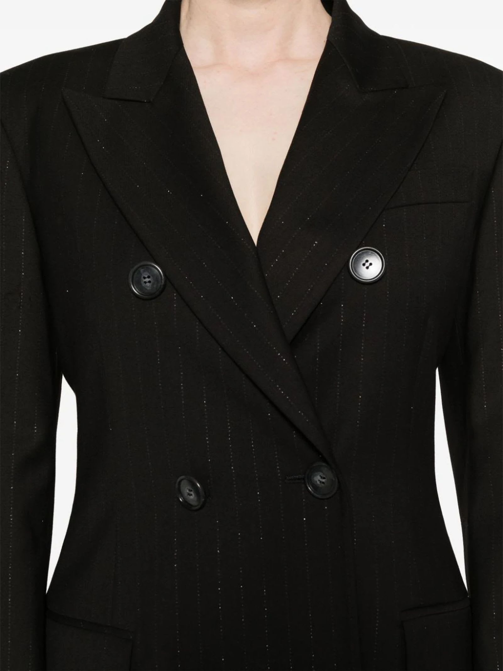 Shop The Andamane Black Pinstriped Blazer