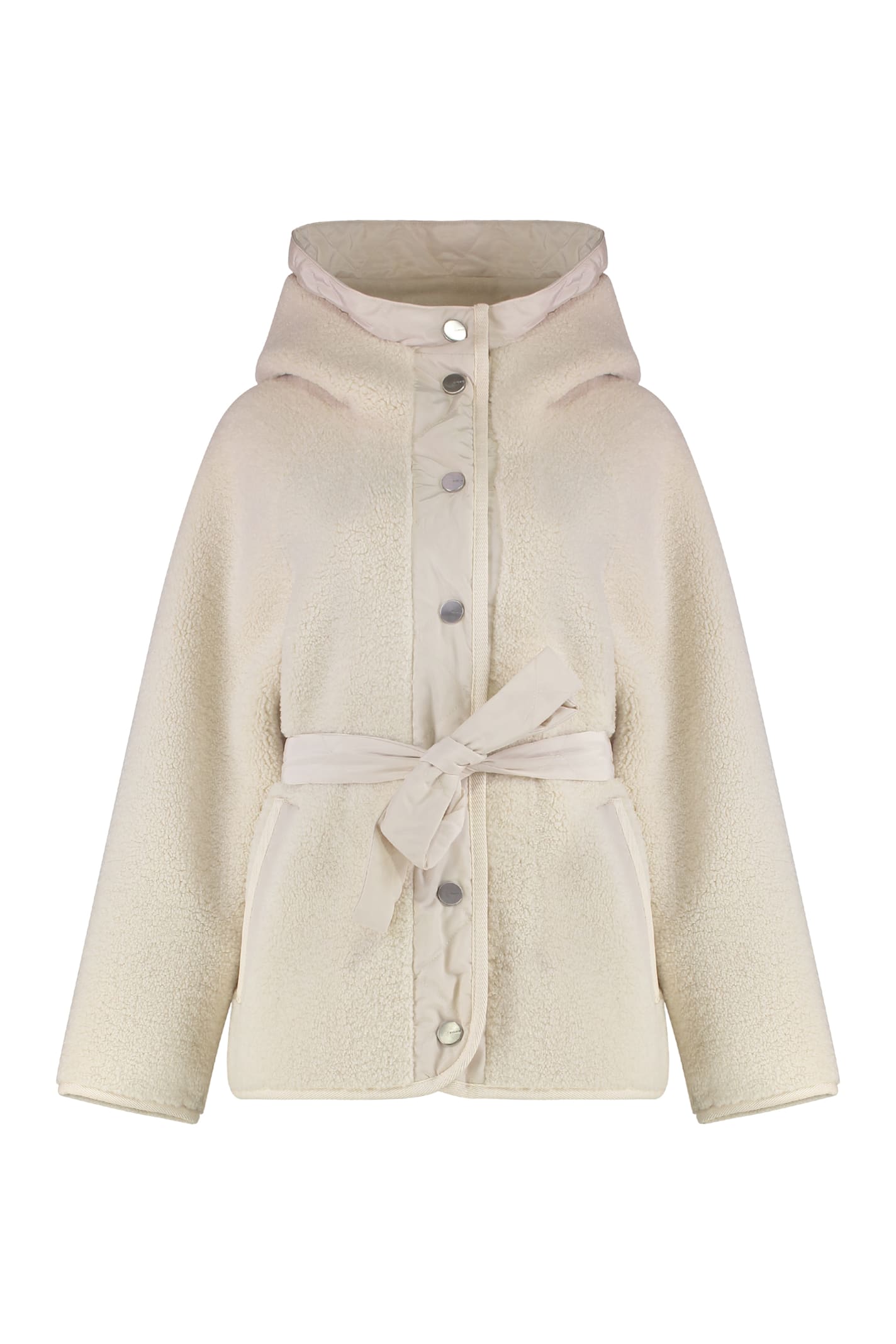 Pinko Faux Fur Peacoat In White