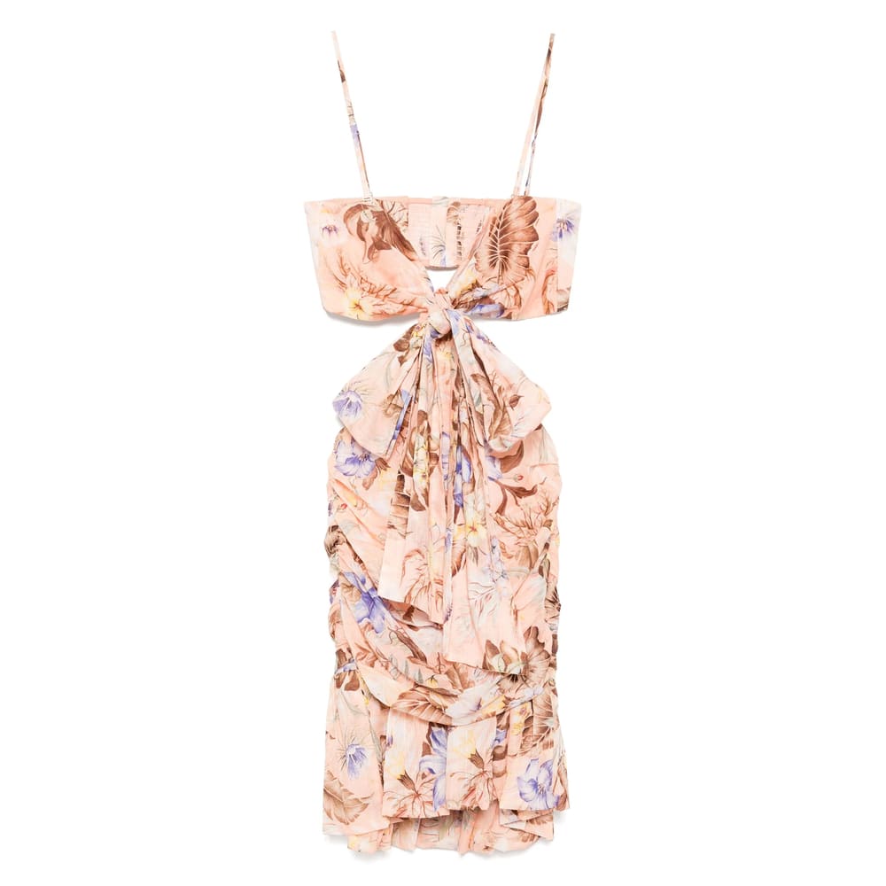 Zimmermann Coco Bow Front Mini Dress In Pink